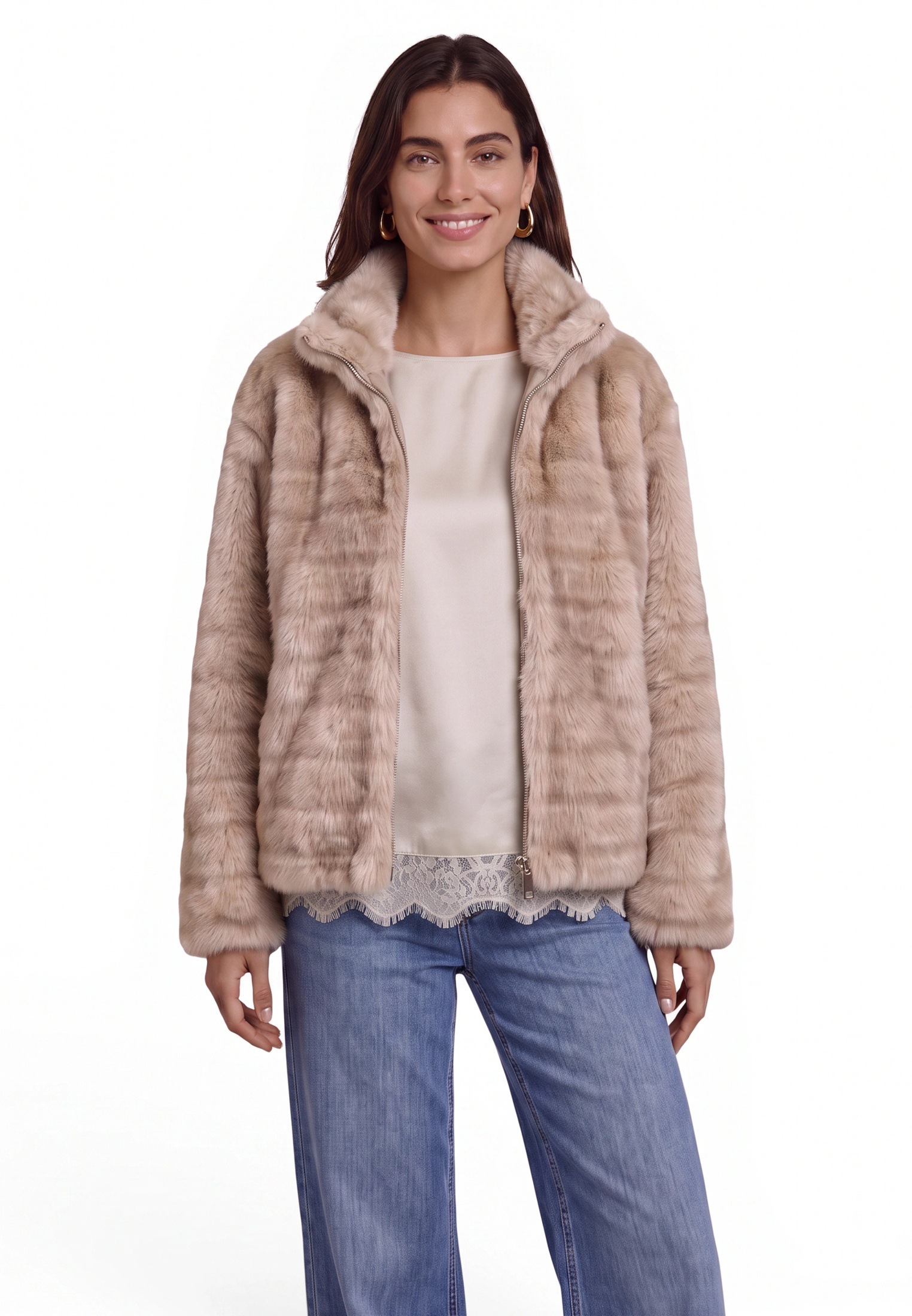 Zero Plüschjacke »Plüschjacke mit Reißverschluss«