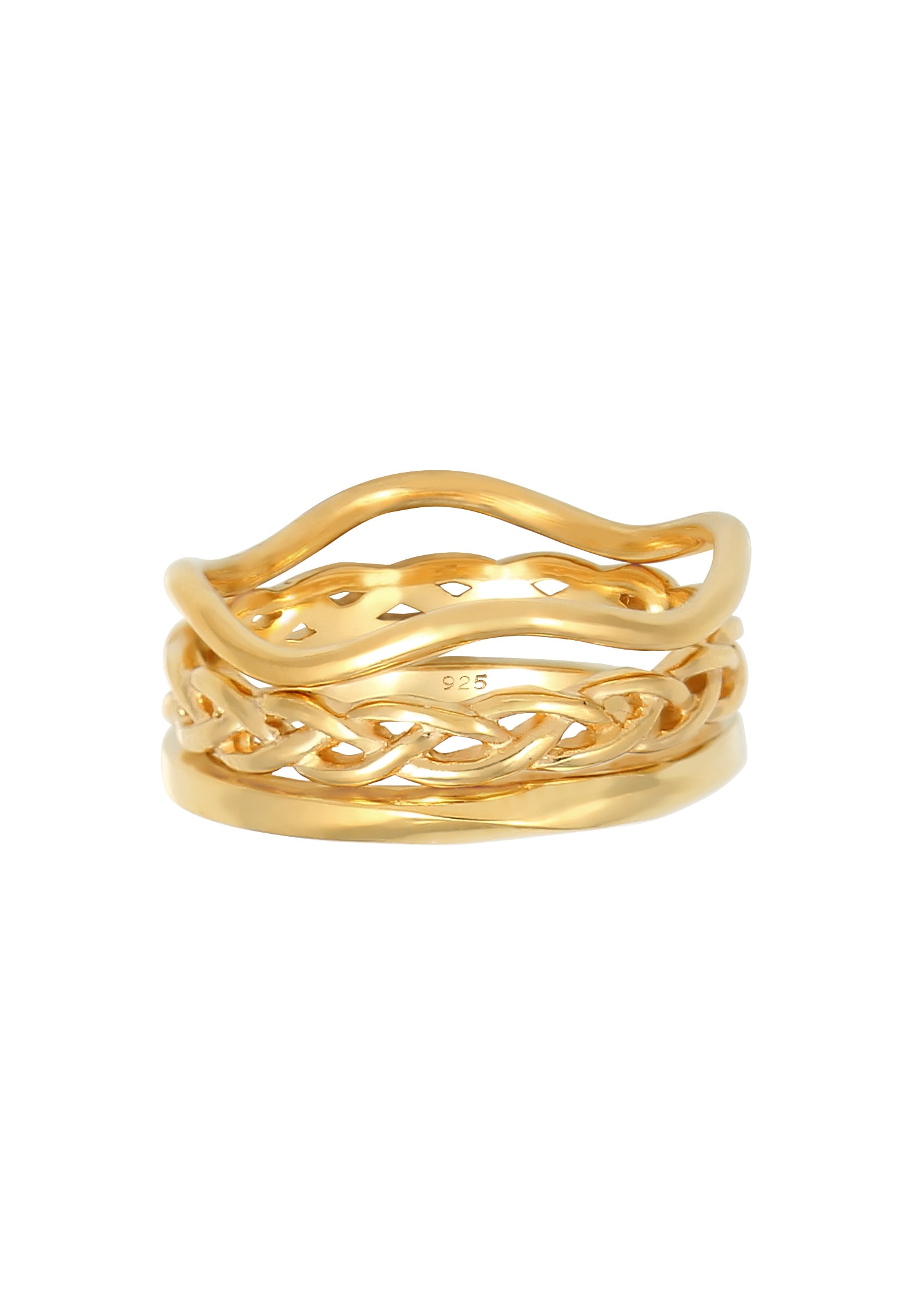 Elli Ring-Set »Ring Ringset Trend Welle Zopf Gedreht Style 925 Silber«