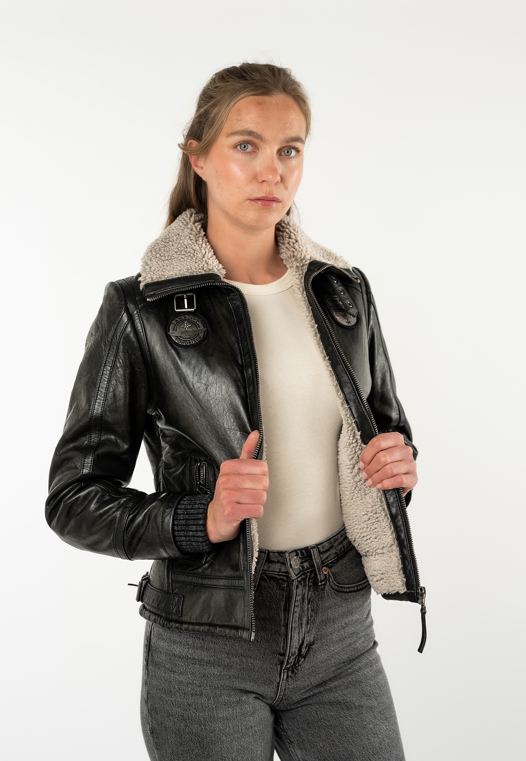 Mauritius Lederjacke »MWNairobi« mit Teddyfell, Flieger-Stil