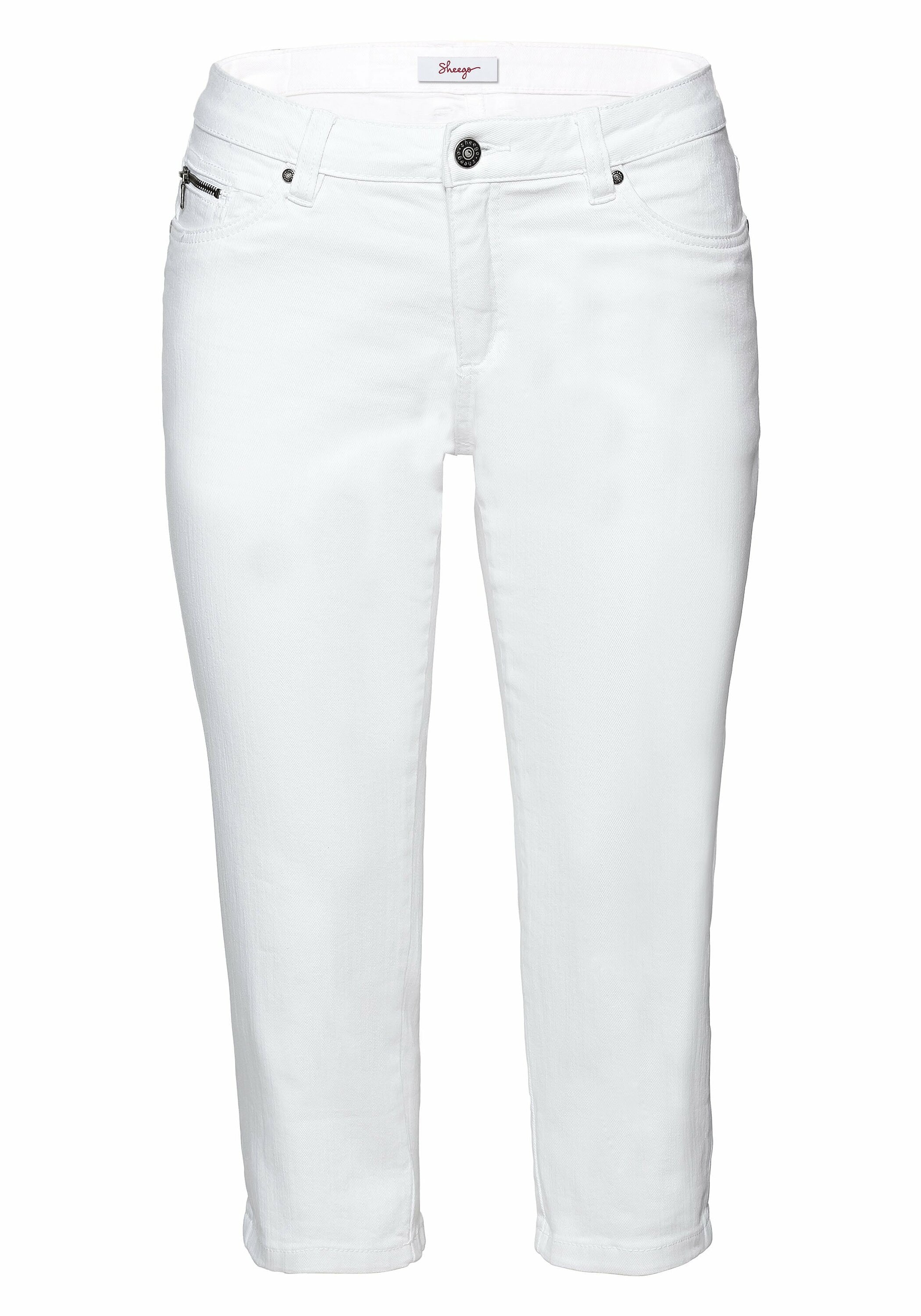 Sheego Caprijeans »Caprijeans mit Used-Effekten«