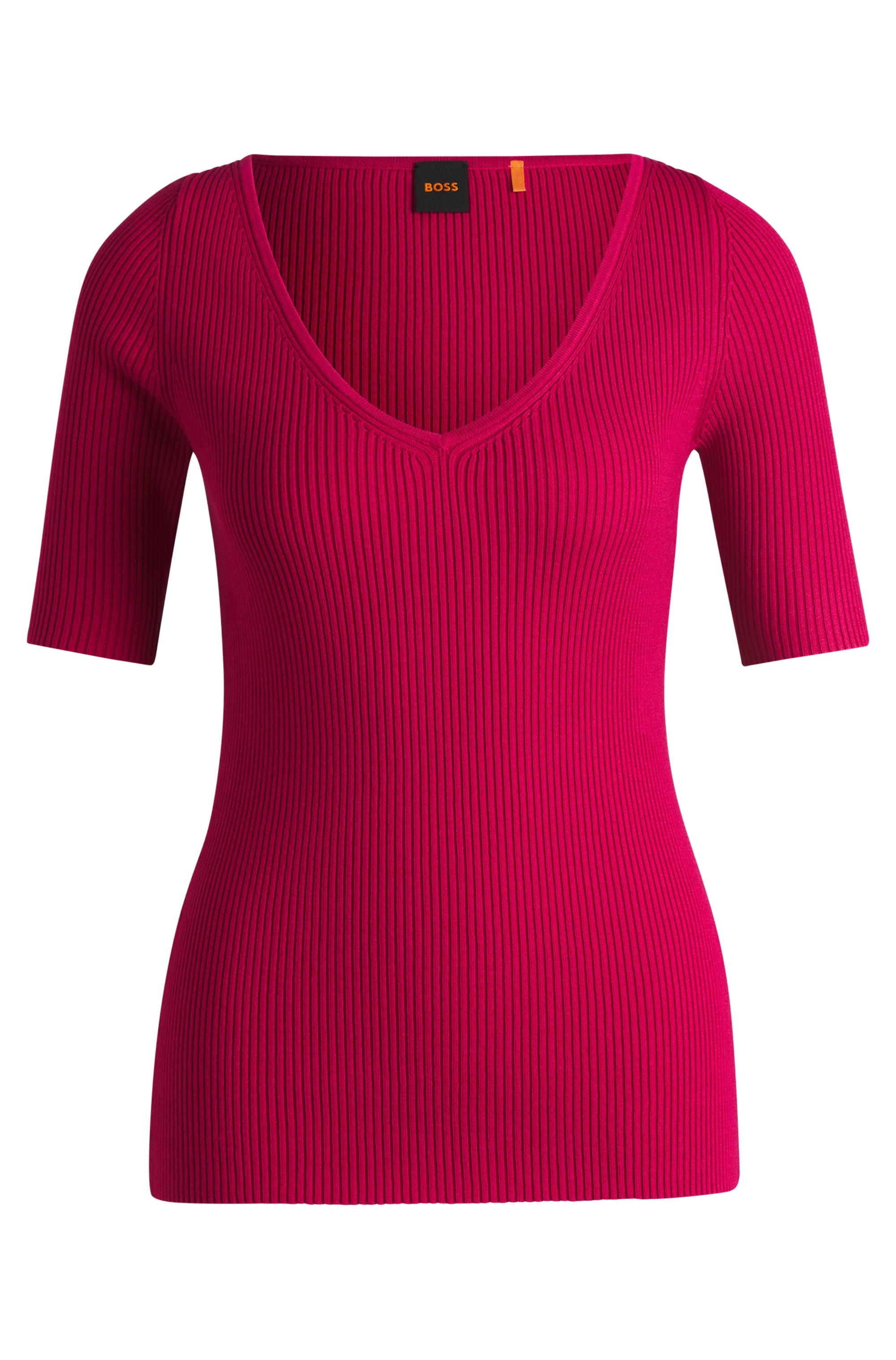 BOSS ORANGE Strickpullover »Faradisco Premium Damenmode«, mit BOSS Metallcharm