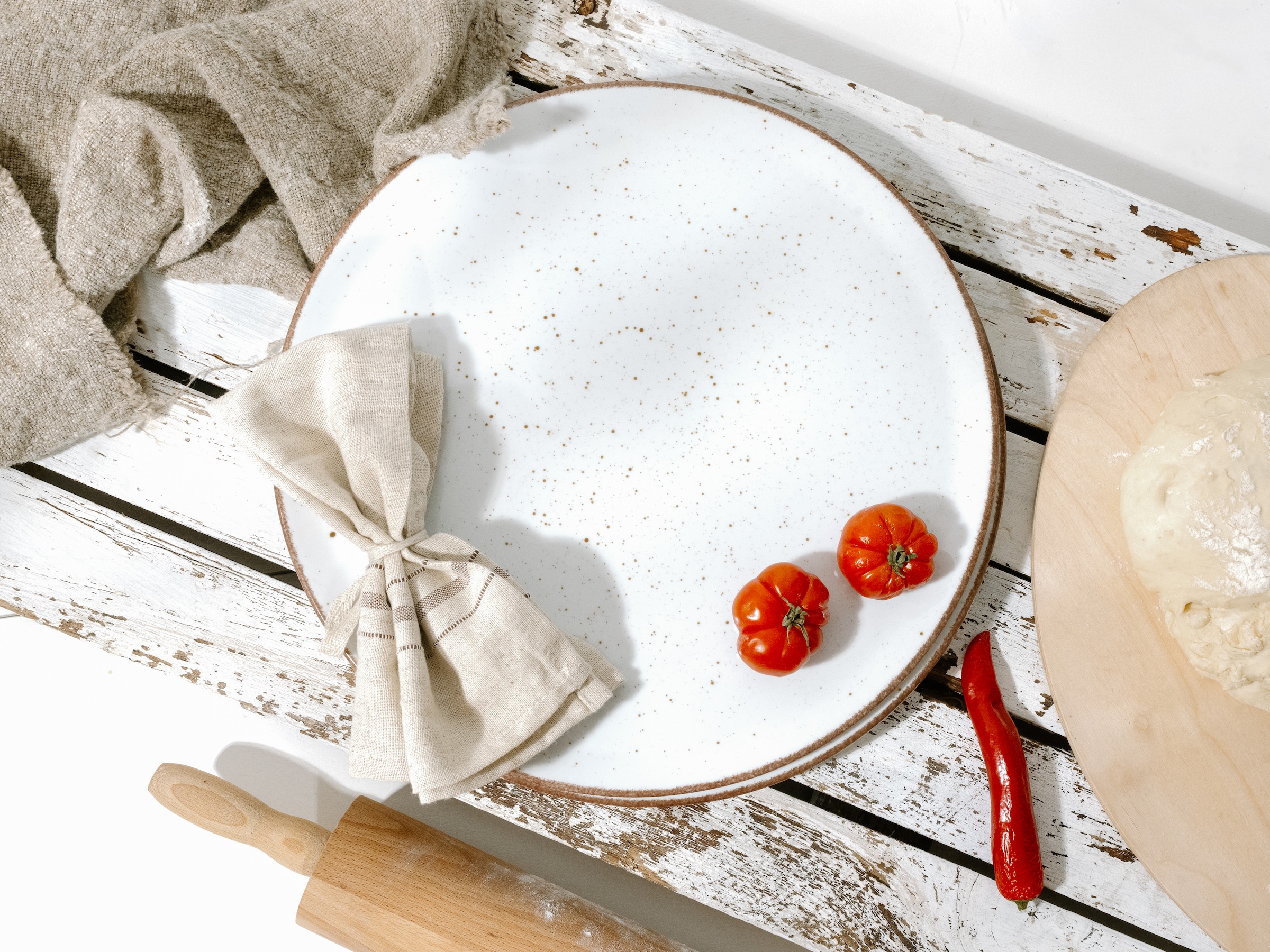 CreaTable Pizzateller »Vintage Nature, Teller Set, 4-tlg.« Naturverbundenes Design, Vielseitig einsetzbar