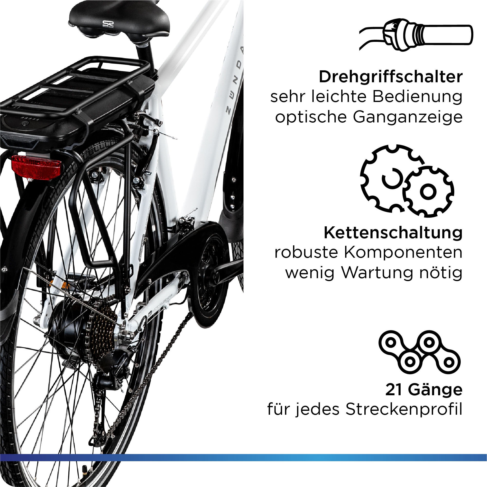 Zündapp E-Bike »Z802 Herren«, 21 Gang, Shimano, Altus RD-M310, Heckmotor 250 W, Pedelec, Elektrofahrrad für Damen u. Herren
