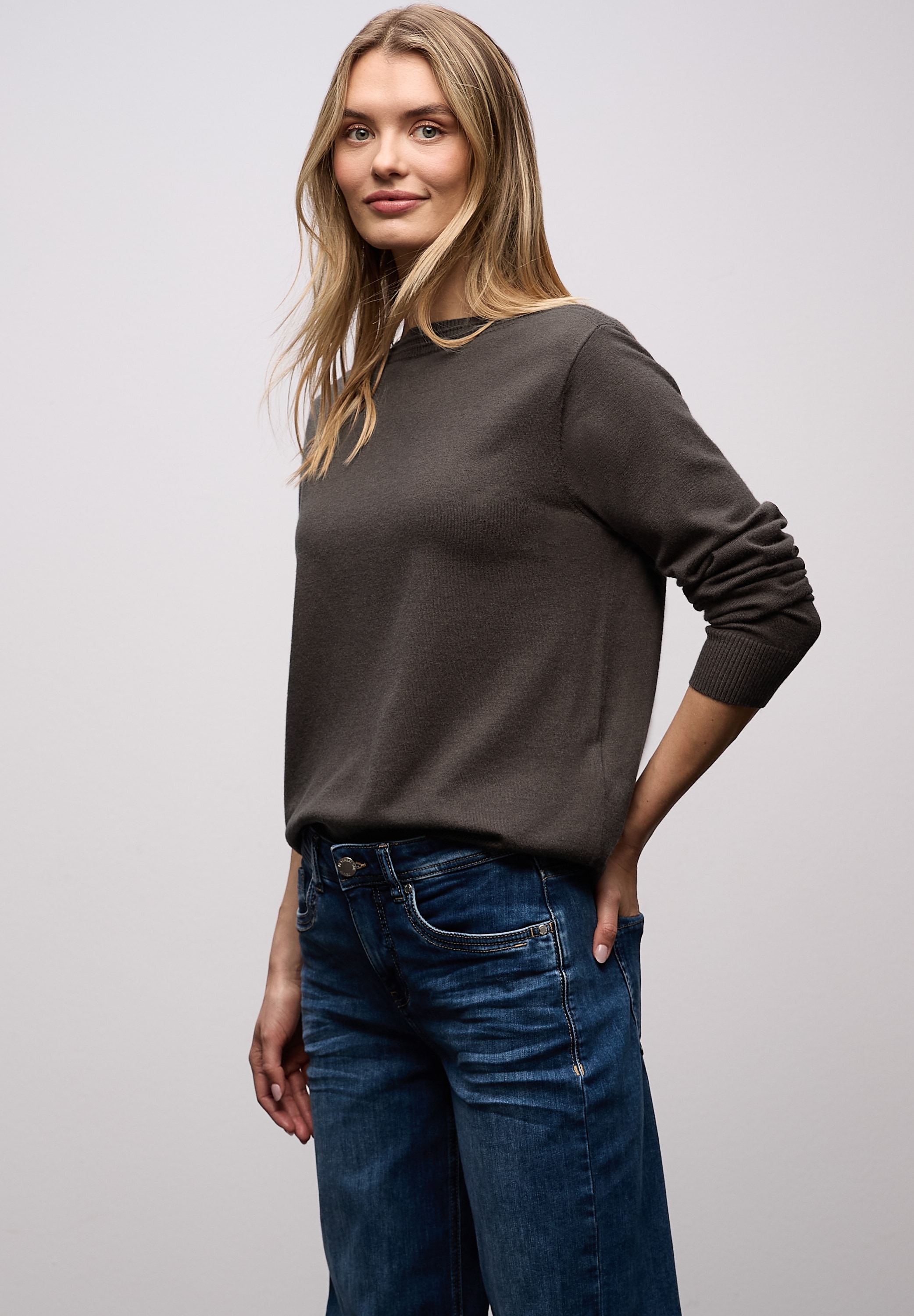 STREET ONE Strickpullover U-Boot-Ausschnitt mit Strukturdetails