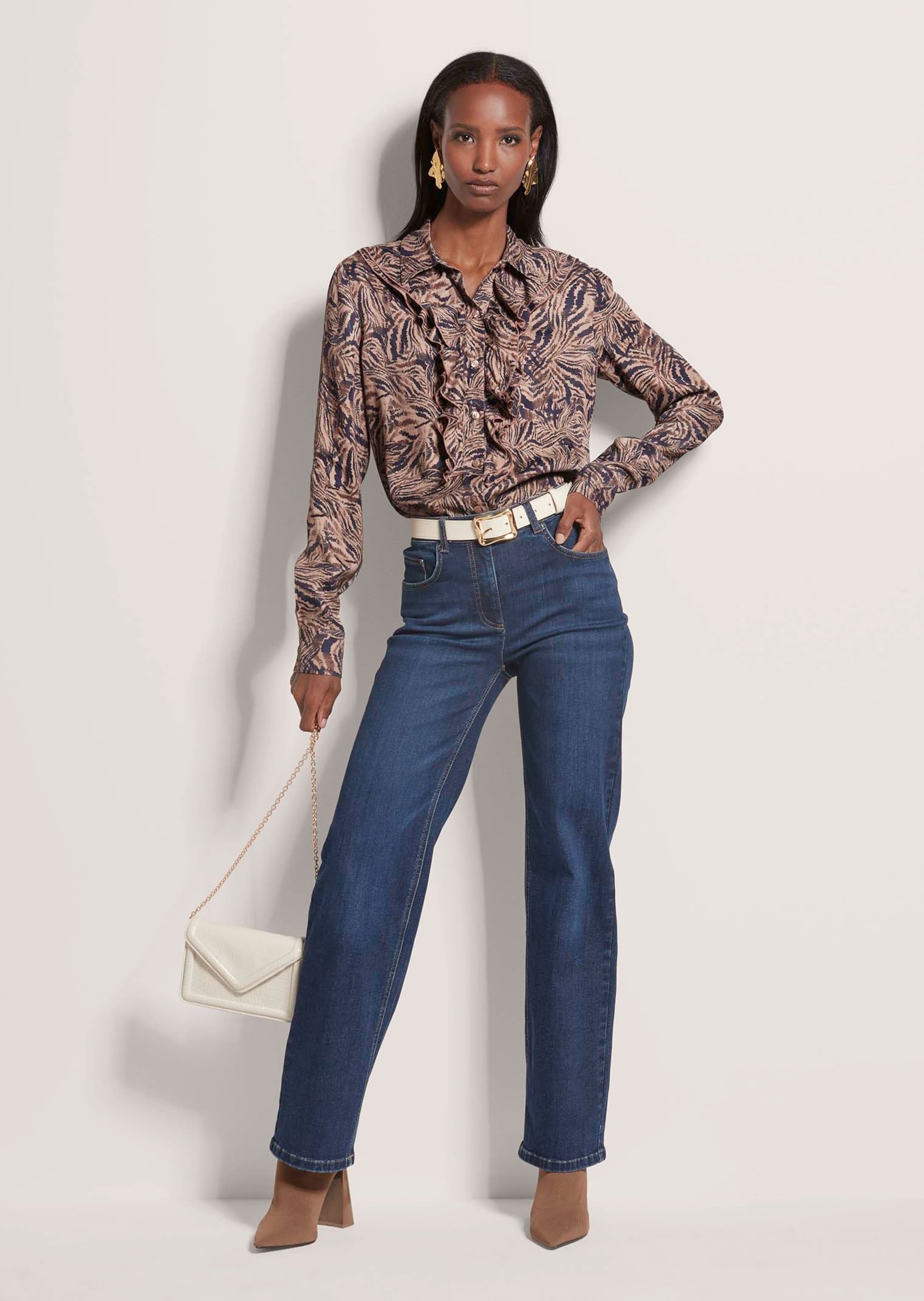 MADELEINE Hemdbluse »Bluse Hemdbluse mit Rüschen-Dekoration«