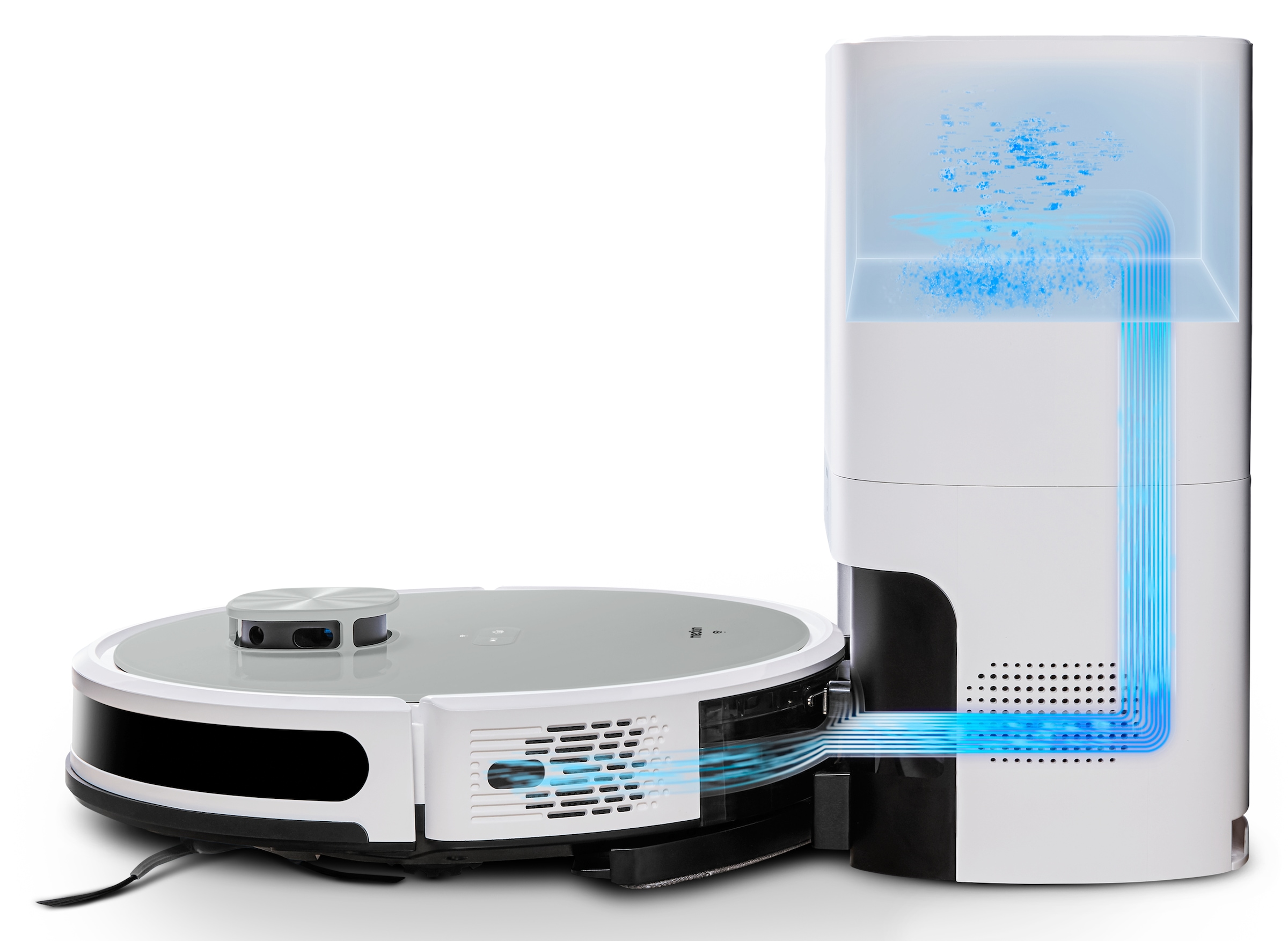 Medion® Nass-Trocken-Saugroboter »X21 SW+ (MD 11500), Absaugstation, Lasernavigation, 3 kPa Saugleistung«, App- und Sprachsteuerung, raumspezifische Reinigung, Verbotszonen