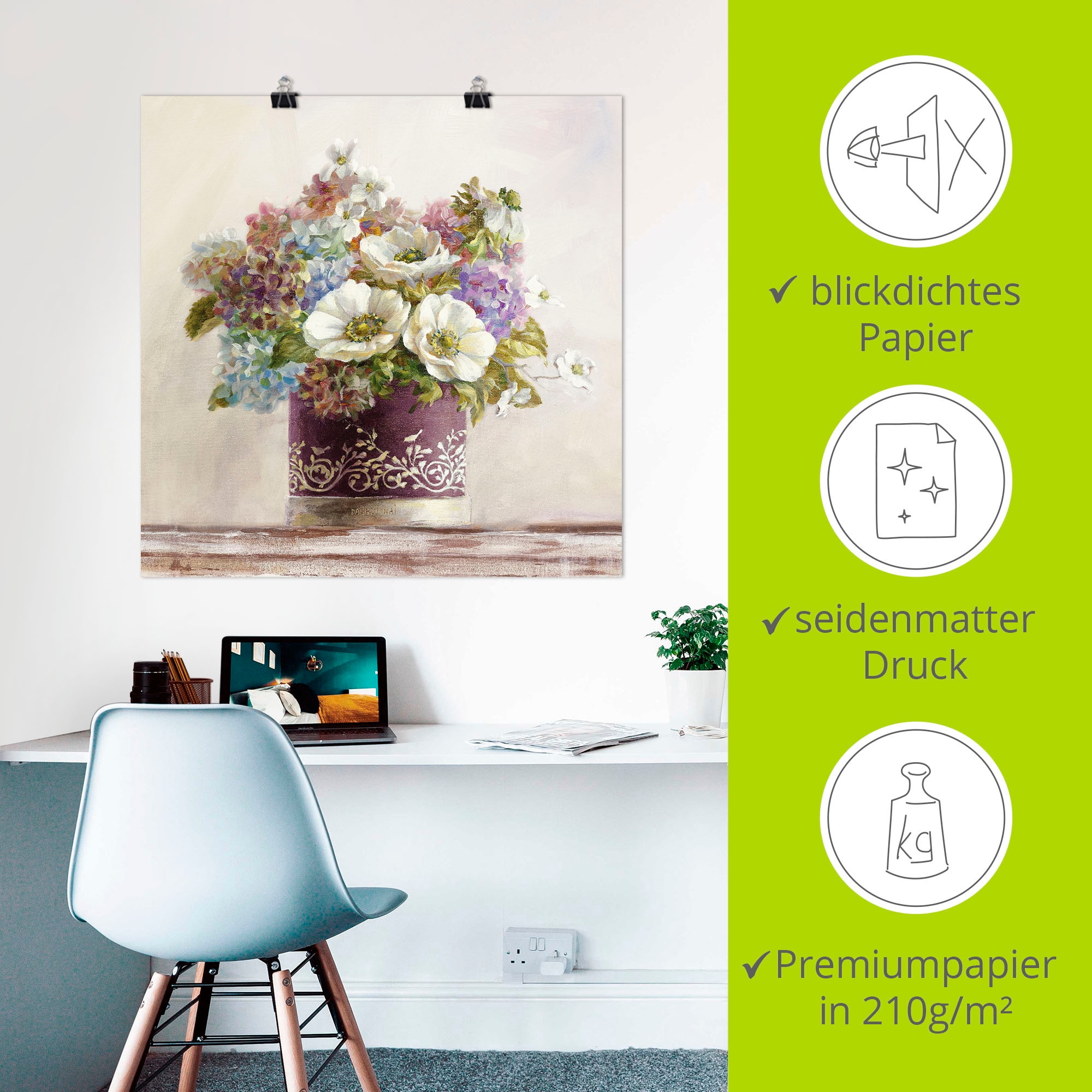 Artland Wandbild »Anemonen in Auberginer Hutschachtel« 1 Stk. tlg. als Leinwandbild, Poster, Wandaufkleber in verschied. Größen