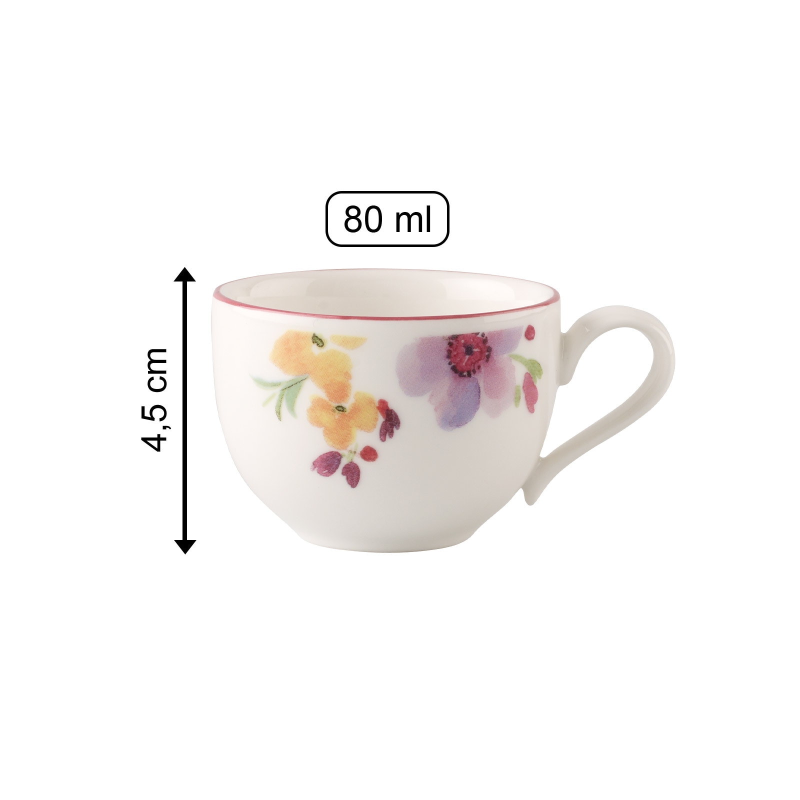 Villeroy & Boch Espressotasse »Espressoobertassen Mariefleur Basic 80 ml 6er Set bunt« Spülmaschinengeeignet, Mikrowellenfest