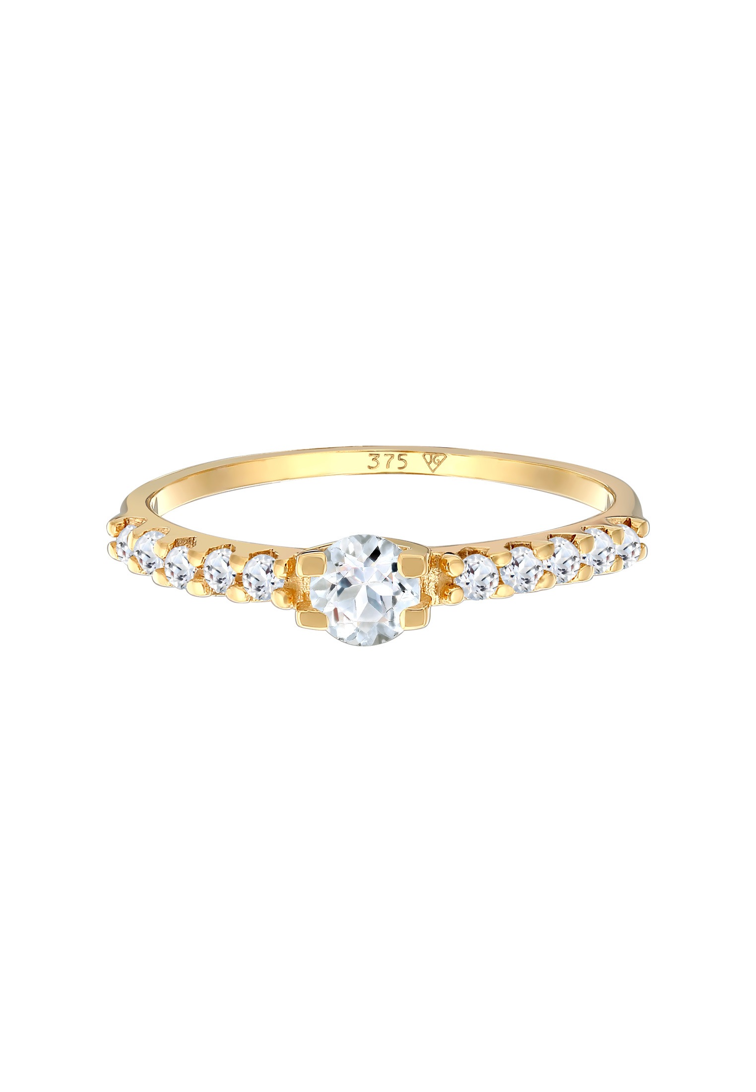 Elli Premium Silberring »Ring Topas Solitär Verlobung 375er Gelbgold«