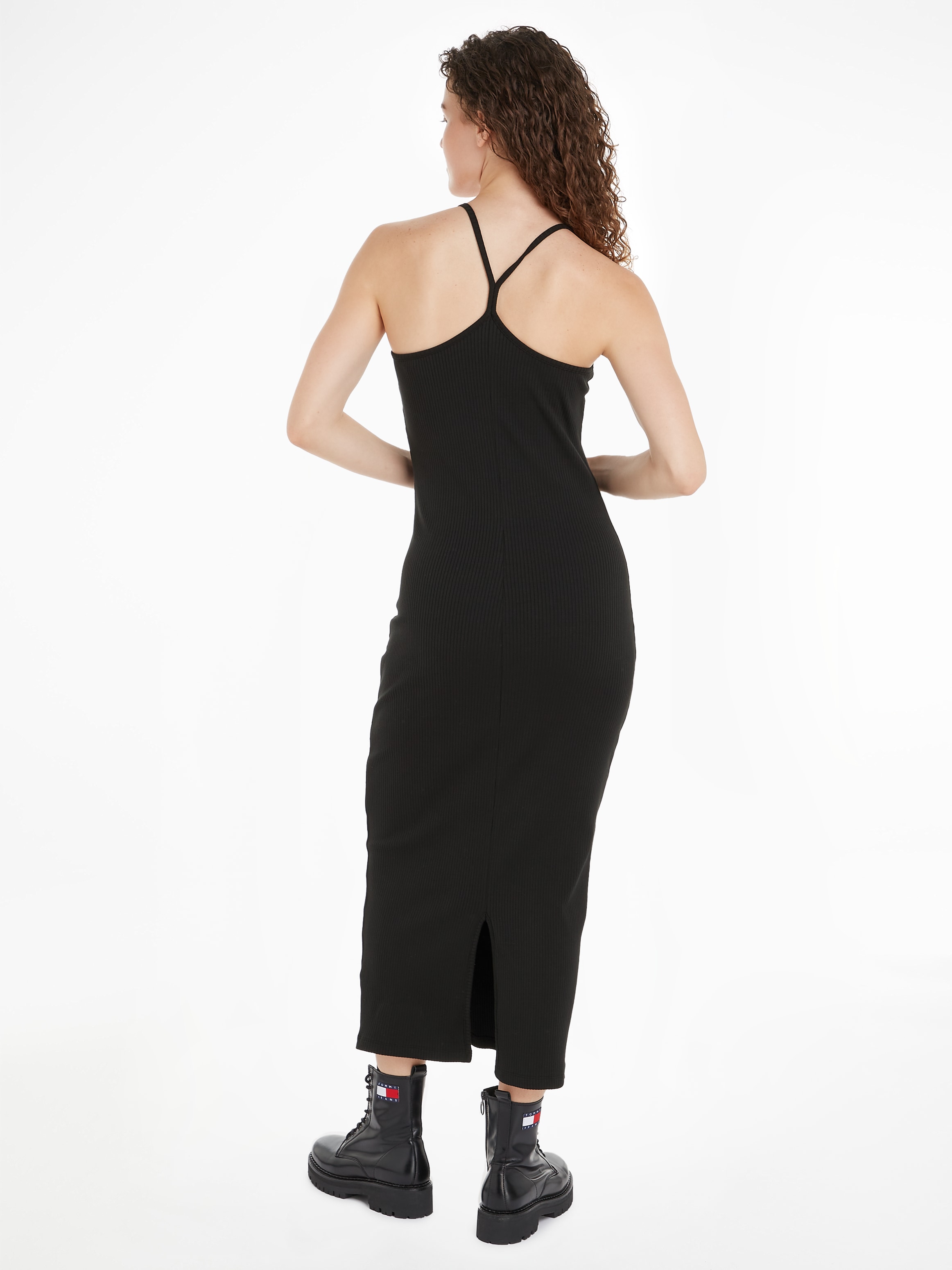 Tommy Jeans Jerseykleid »TJW STRAPPY BADGE RIB DRESS«, mit Trägern, Rippware, Tommy Jeans Logo-Badge