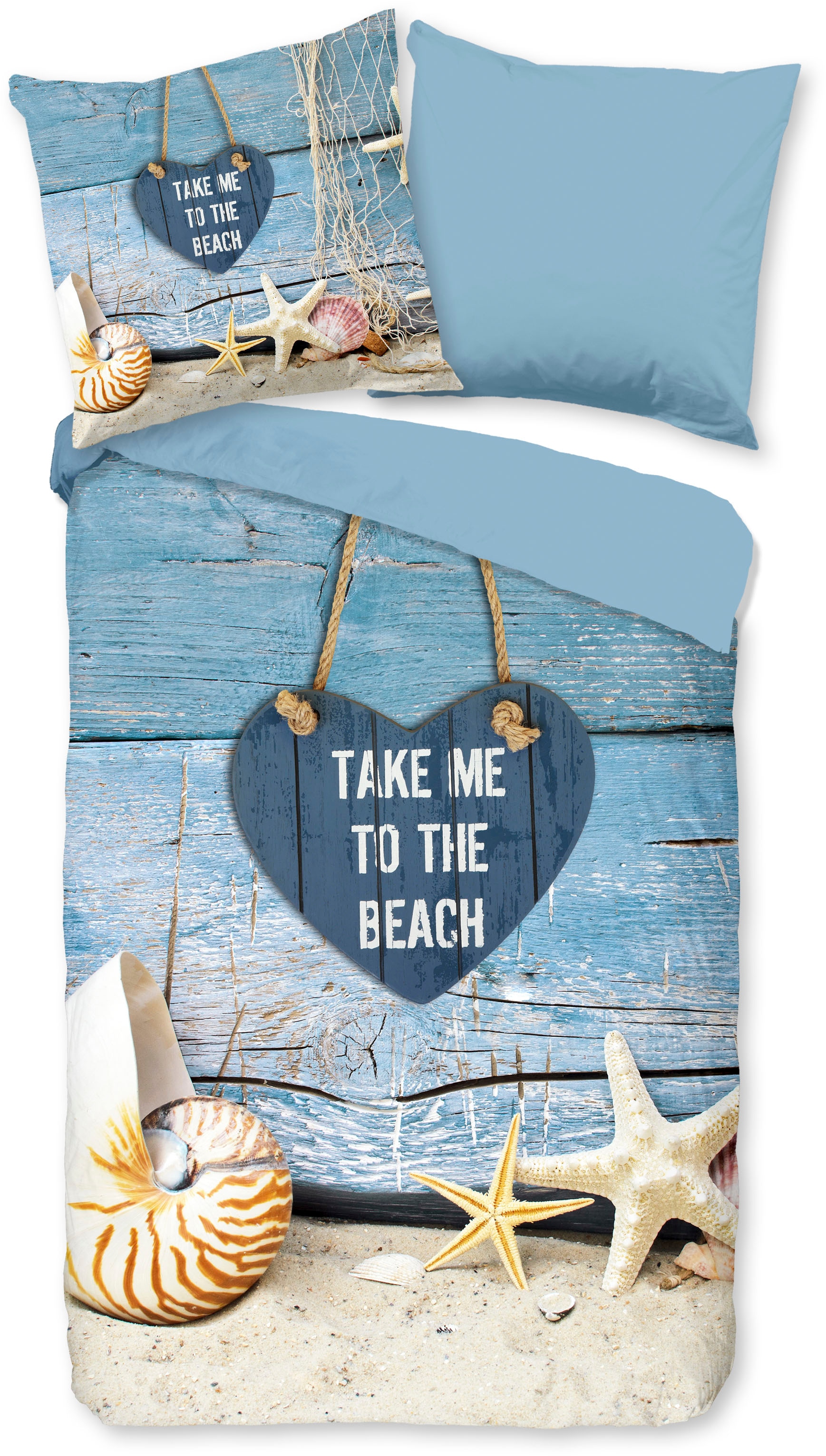 PURE luxury collection Wendebettwäsche »Beach heart«, Trocknet schnell