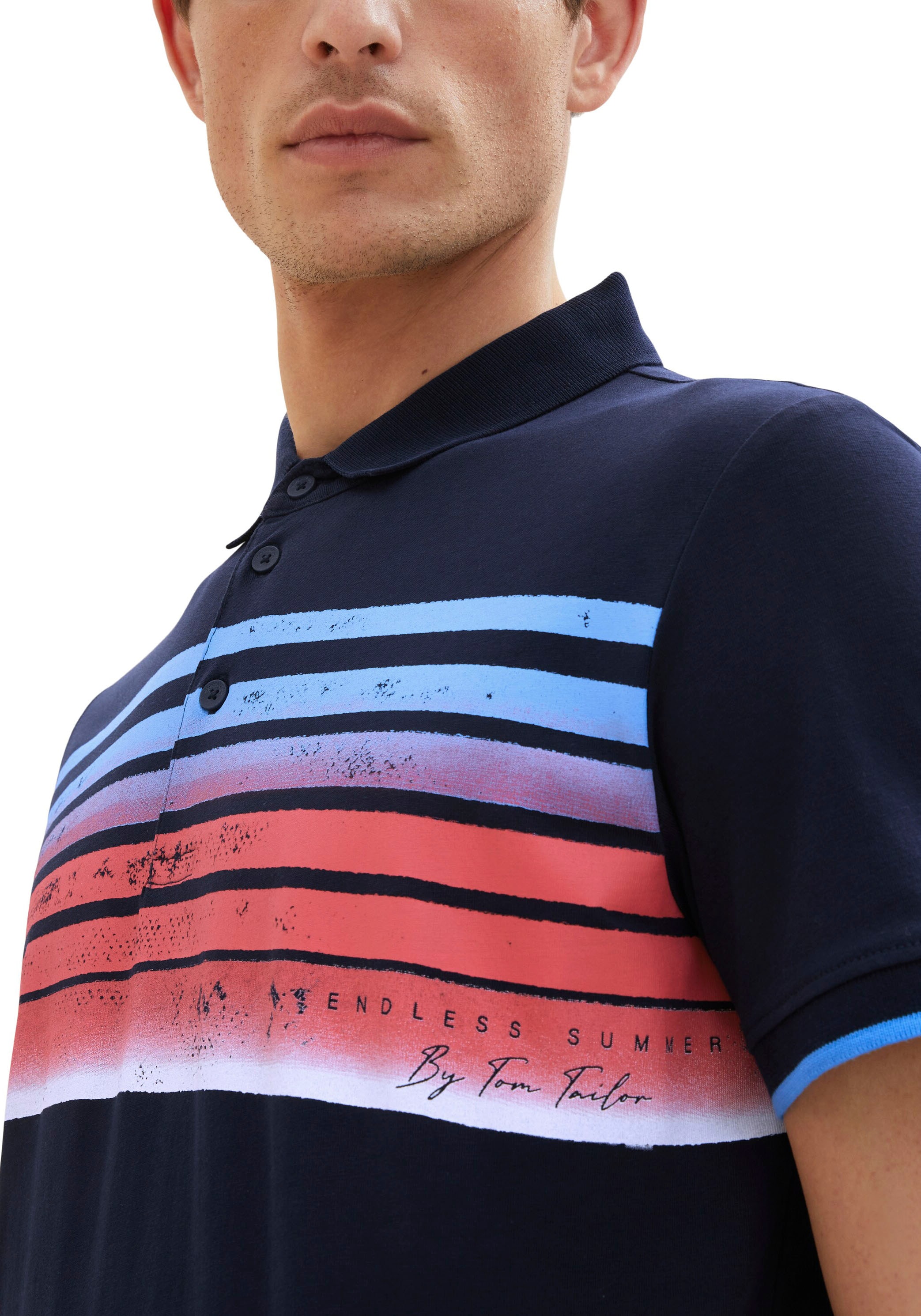 kontrastfarbenen ♕ mit Poloshirt, TOM Details bei TAILOR