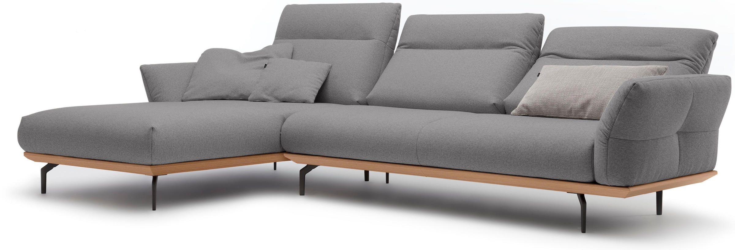 Creation BY ROLF BENZ Ecksofa »CR.460« Sockel in Eiche, Winkelfüße in Umbragrau, Breite 318 cm