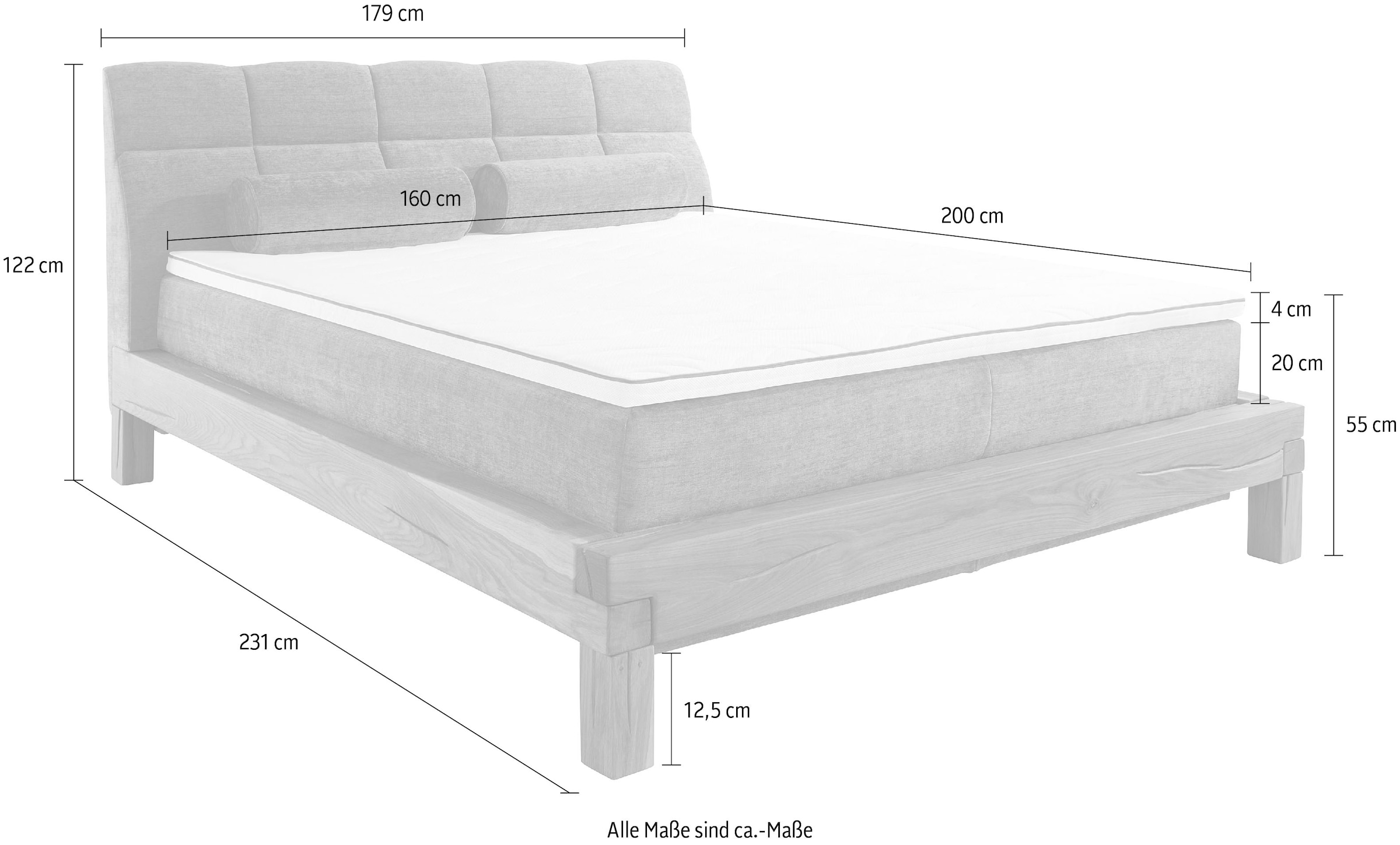 Home affaire Boxspringbett »VILLADS inkl. Taschenfederkernmatratze H2-H4 und Topper« Inside-Boxspring, recycelte Bezugsstoffe, Liegefläche 160 cm x 200 cm