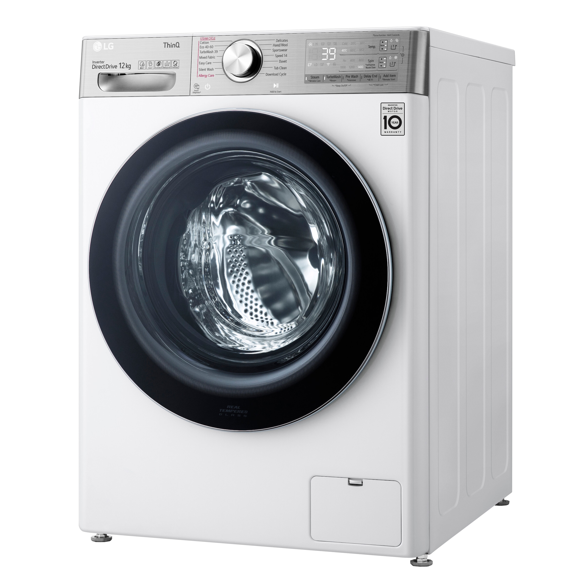 LG Waschmaschine, F4WV912AT, 12 kg, Jahren Garantie XXL 1400 U/min 3 mit