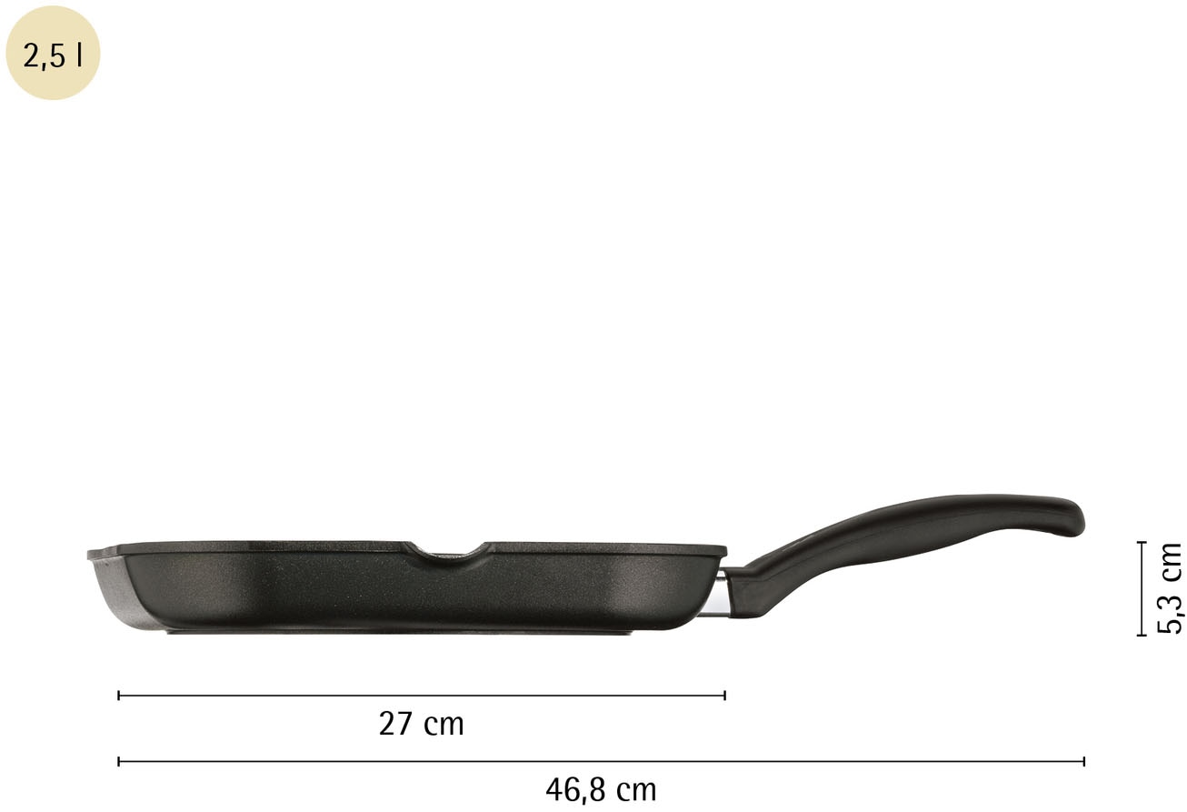 WMF Grillpfanne »Party 27 x 27 cm mit Ausguss, Grillpfanne mit Antihaftversiegelung« Aluminiumguss 1 tlg. wärmereduzierenden Griff, nicht induktionsgeeignet