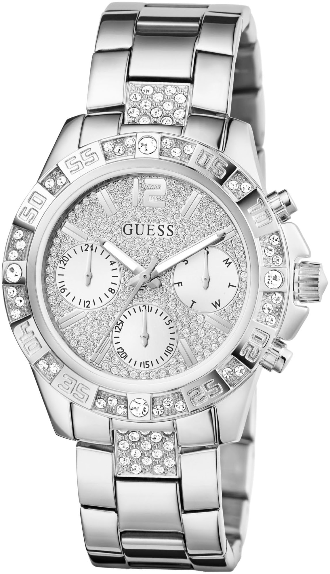 Guess Multifunktionsuhr »MAJESTY«, Quarzuhr, Armbanduhr, Damenuhr, Datum, Edelstahlarmband
