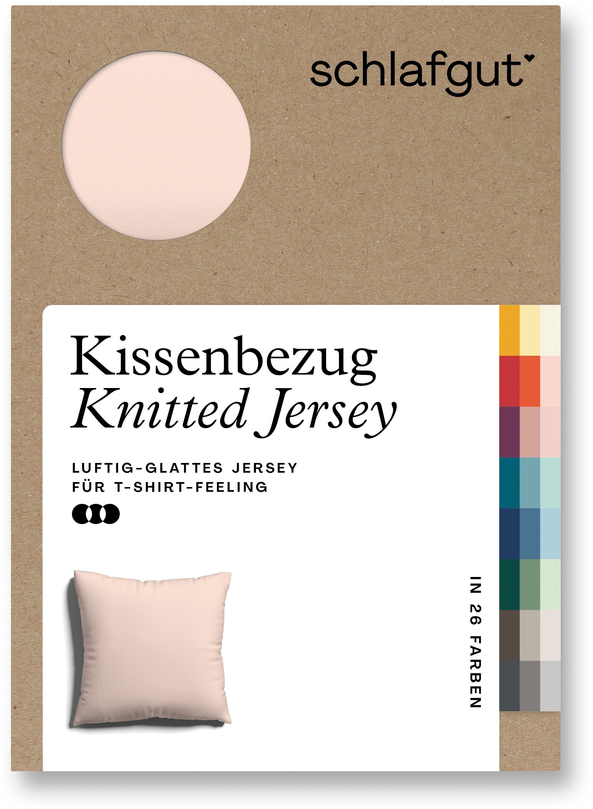 Schlafgut Kissenbezug »Knitted Jersey aus Bio-Baumwolle mit Elasthan, bügelfrei,« besonders fein gestrickt, Kissenhülle mit farbigem Reißverschluss