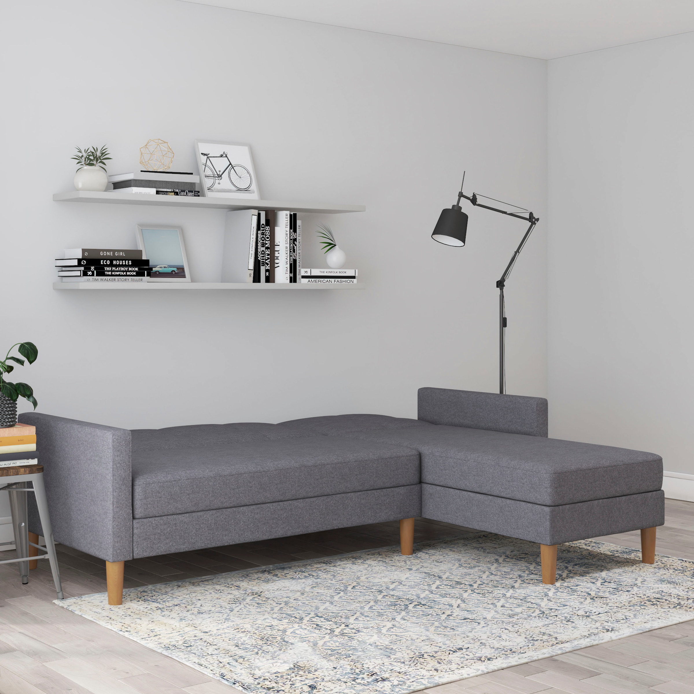 Dorel Home Ecksofa »Lilly, L-Form,«, mit Bett-Funktion, Recamiere beidseitig montierbar, Sitzhöhe 43 cm