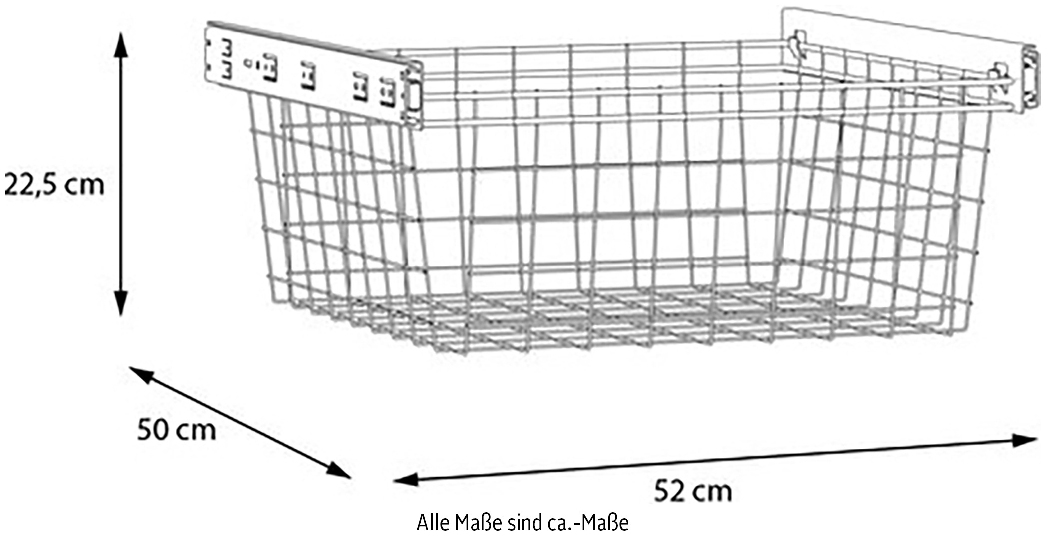 FORTE Inneneinteilung B/H/T 52/22,5/50 cm, optinal bestellbar, Metallkorb