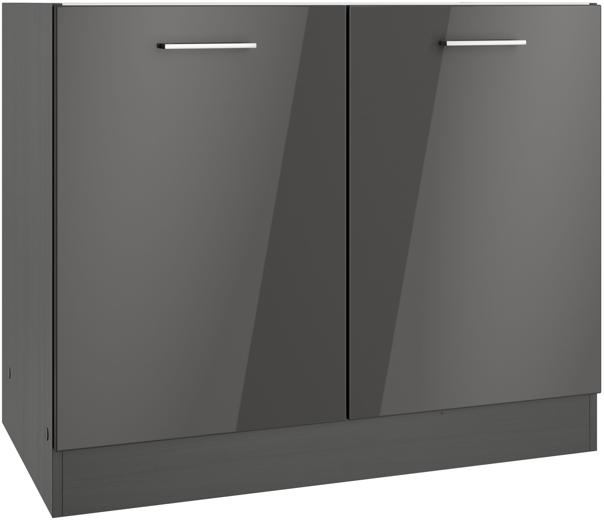 KOCHSTATION Spülenschrank "KS-Milan" Spülenschrank 100 cm, matte oder hochglänzende Fronten