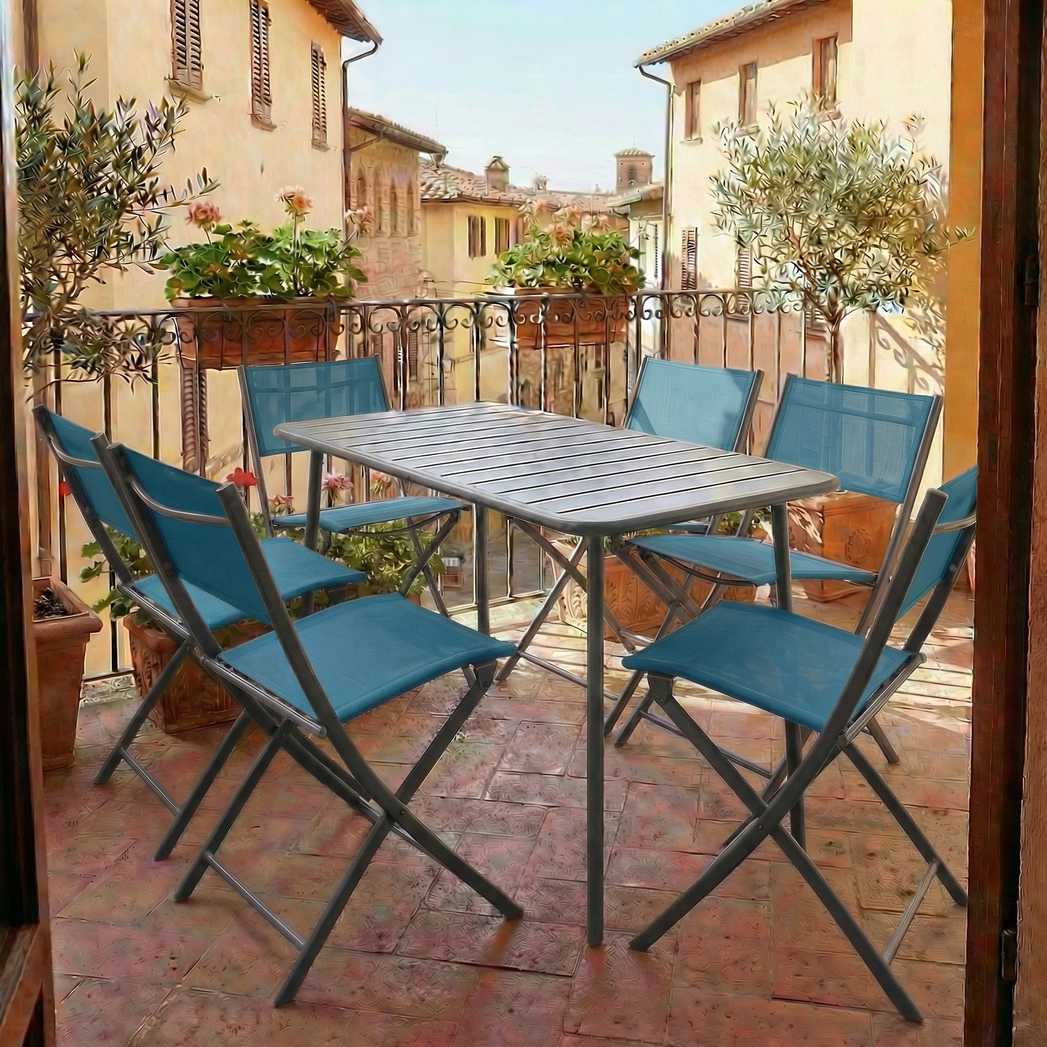 VCM Garten-Essgruppe »7 tlg. Bistroset Balkonset Gartenset Metall Sumila« 7 tlg.
