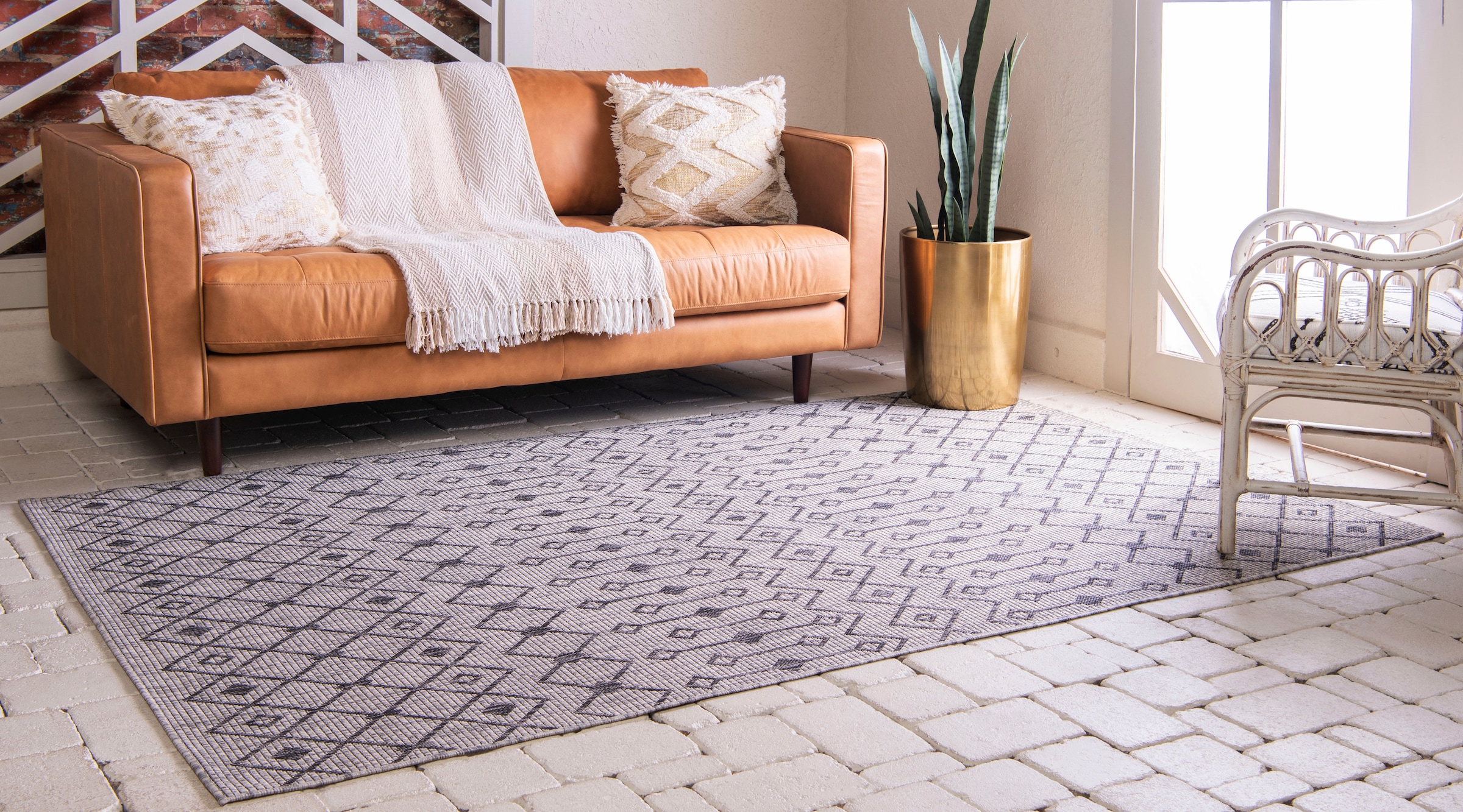 Myflair Möbel & Accessoires Teppich »Outdoor Crosses, LAGERRÄUMUNG!« rechteckig 4 mm Höhe Flachgewebe, Rauten Muster, In- und Outdoor geeignet