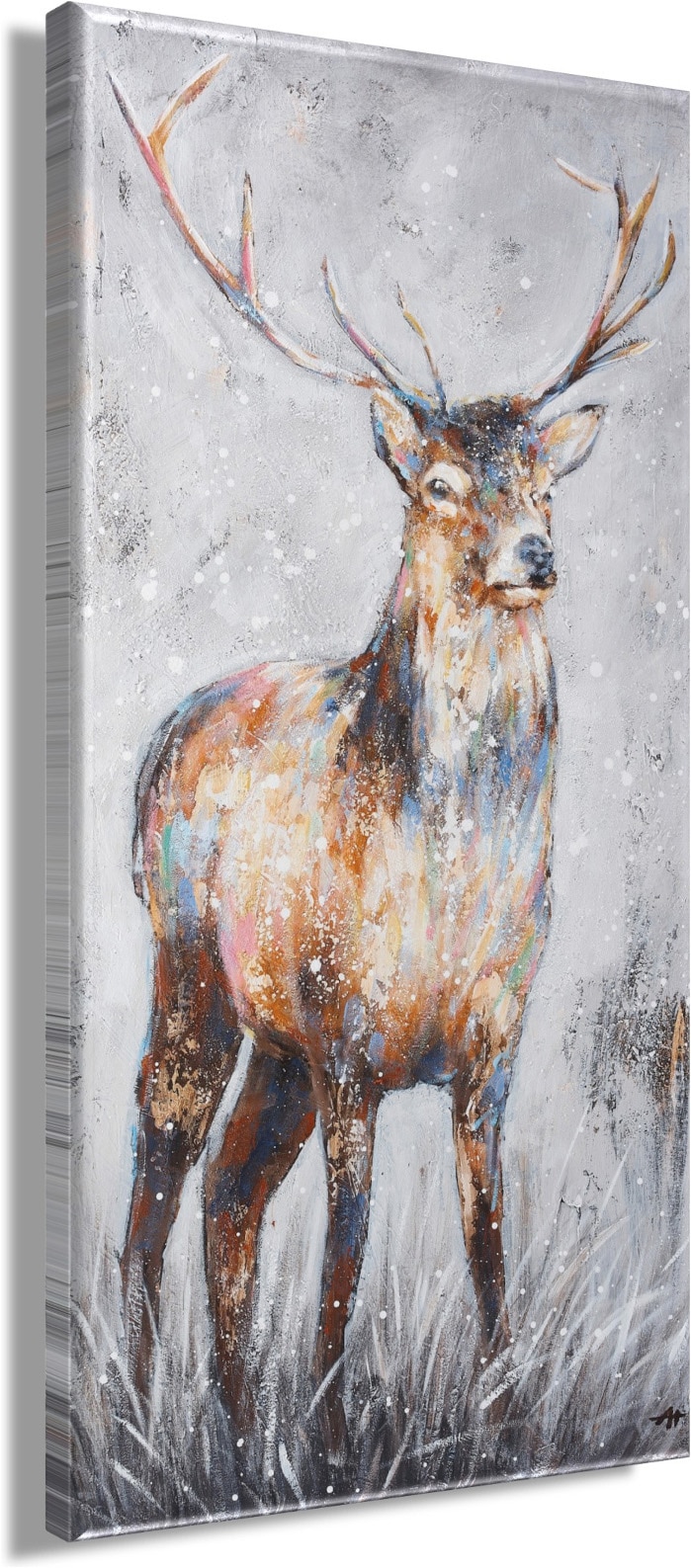 Bönninghoff Ölgemälde »handarbeit HIRSCH 40x80 cm – Wandbild Kunst Deko modern« Hirsch | Hirschbilder | Hirsche | Kunst | Tiere 1 Stk. tlg. handgefertigt, jedes Bild ein Unikat