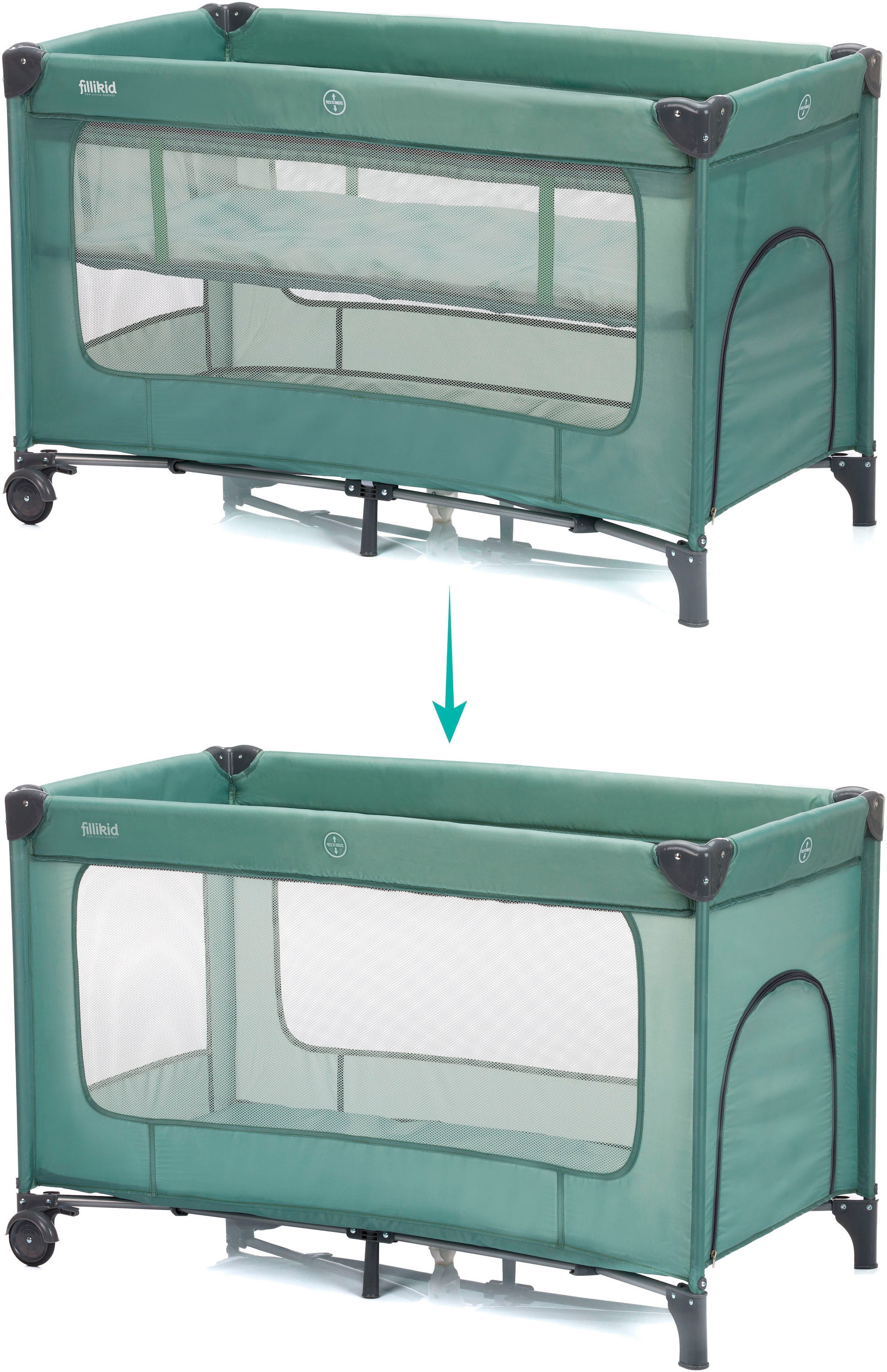 Fillikid Baby-Reisebett »Capri«, mit 2 Rollen; Inkl. Transporttasche