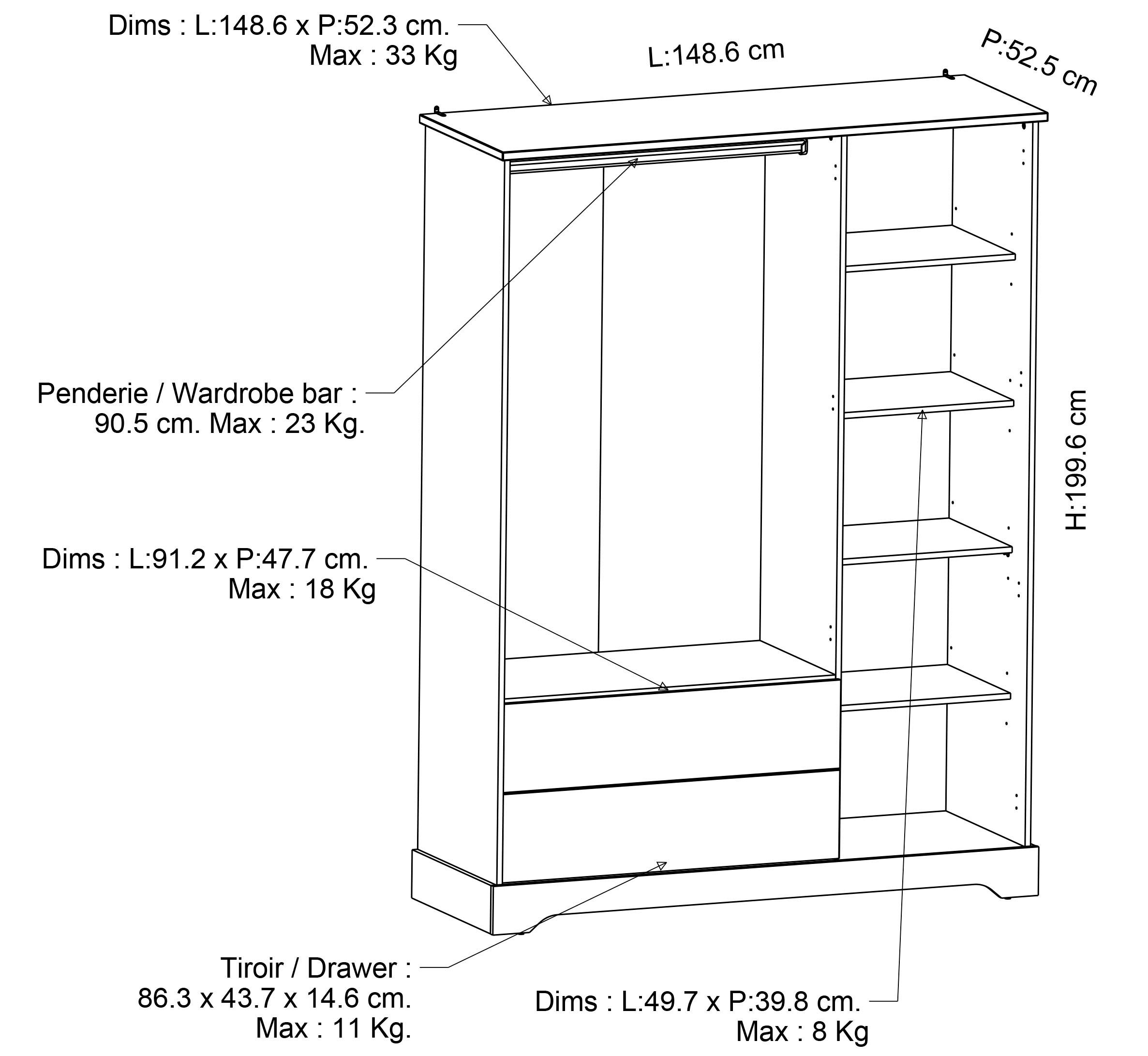 Demeyere GROUP Drehtürenschrank »Cottage«, Breite ca. 150cm, Höhe ca. 200cm, komplett mit Innenausstattung