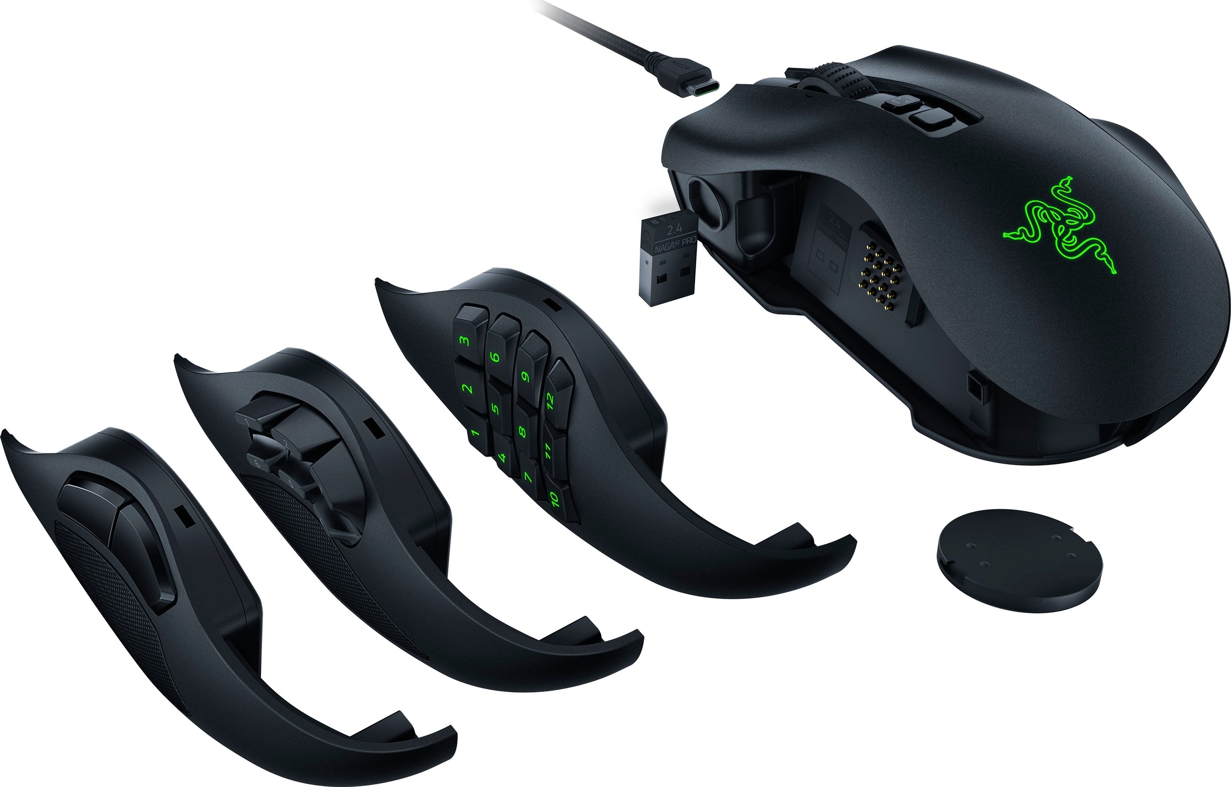 RAZER Gaming-Maus »Naga V2 Pro«, Bluetooth-RF Wireless-kabelgebunden