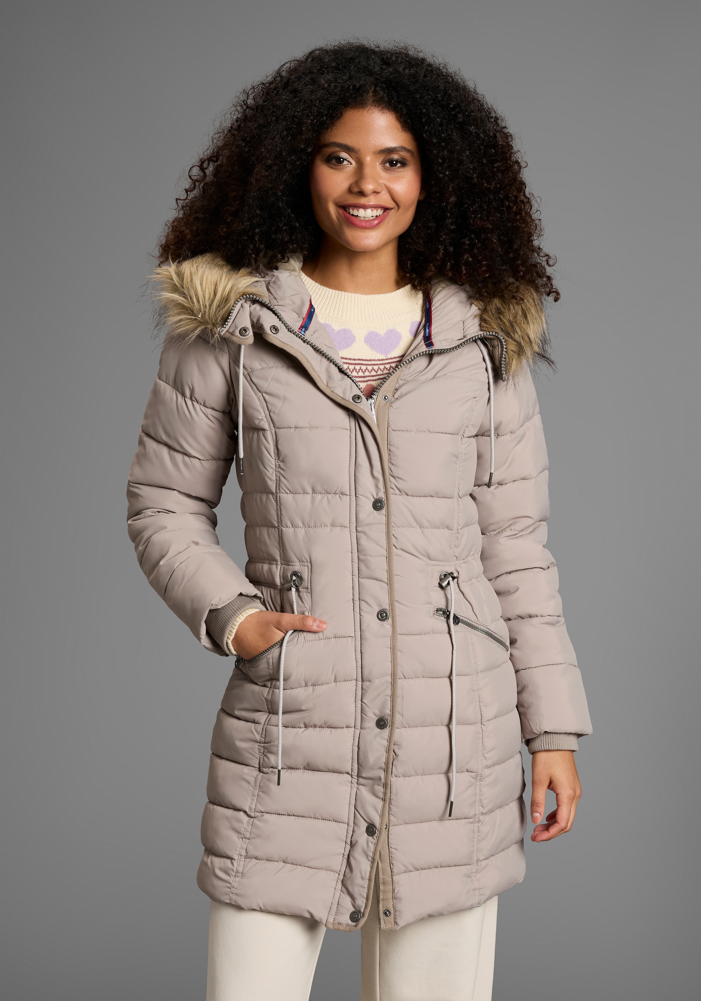 KangaROOS Steppjacke mit Kapuze figurbetonter Schnitt,  mit Reißverschlusstaschen