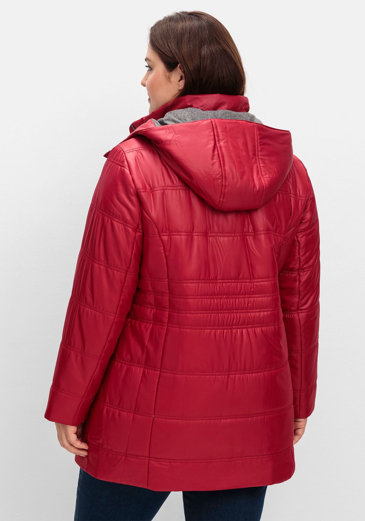 Sheego Steppjacke »Steppjacke mit Kapuze und Flanell-Details«