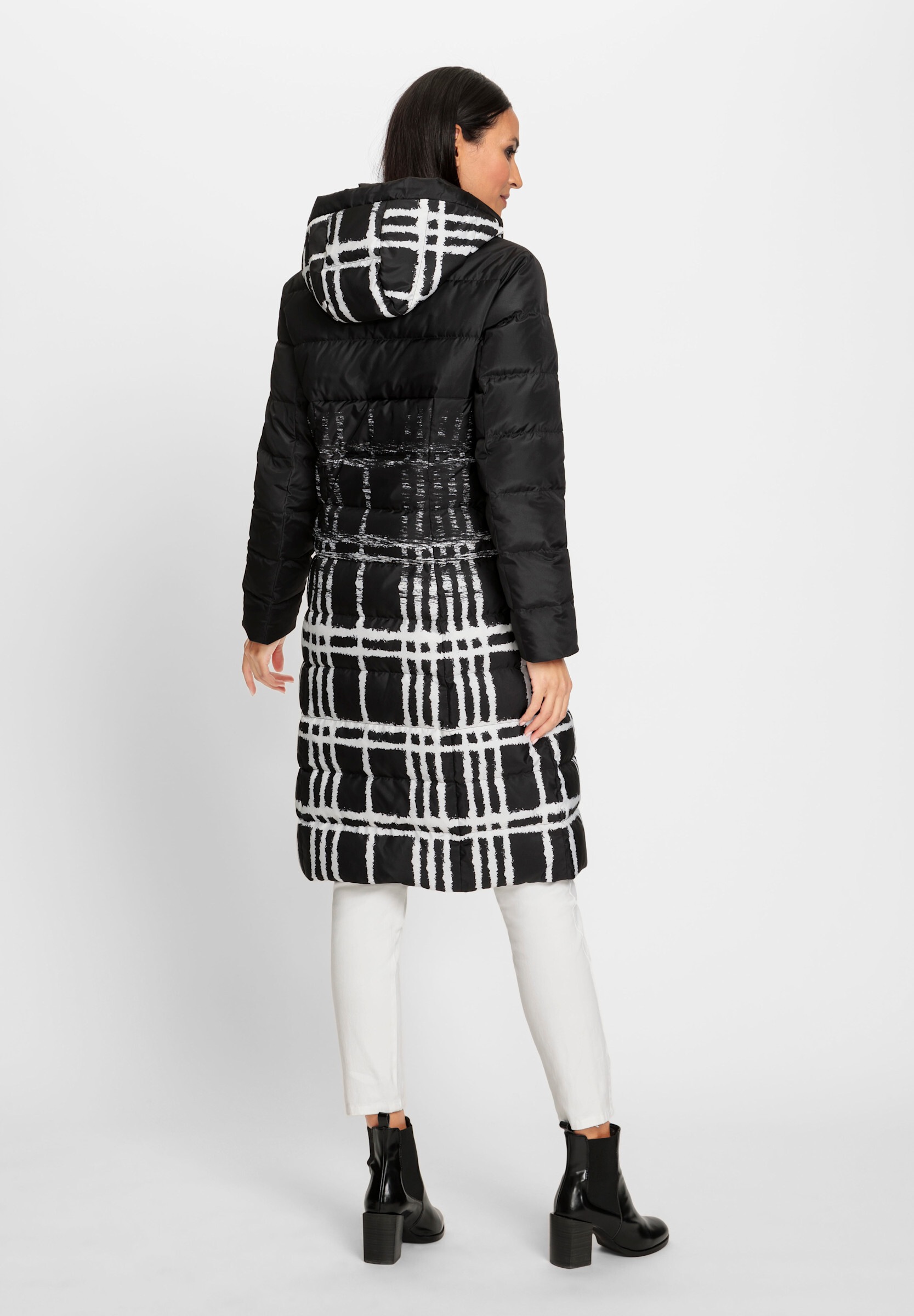 heine Langjacke »Steppmantel Steppmantel mit Kapuze, kariert« mit Kapuze
