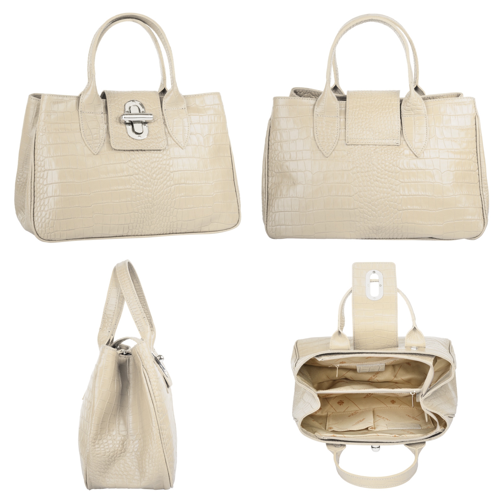 Cluty Henkeltasche, echt Leder, Made in Italy