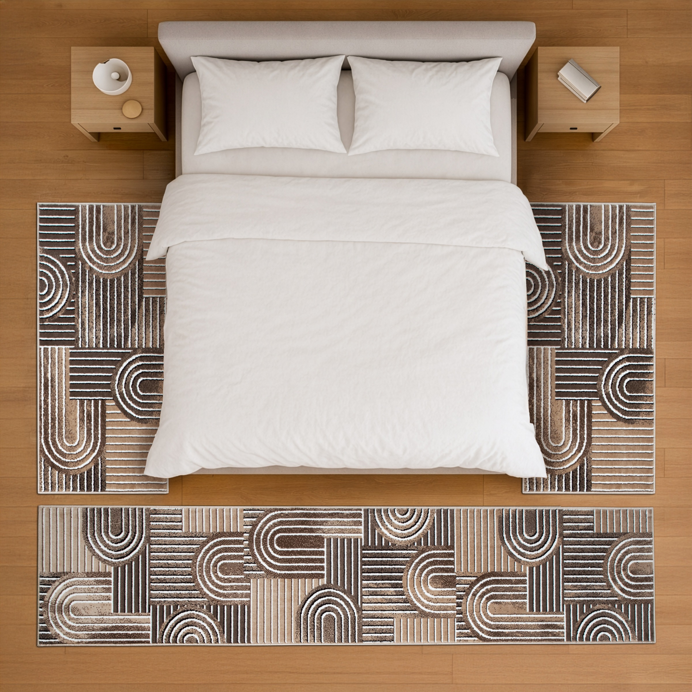 OTTO home Bettumrandung »Lyssandra« Höhe 8 mm 3 tlg. tlg. 3D-Effekt, softer Kurzflor, pflegeleicht, leichter Glanz, Scandi-Look