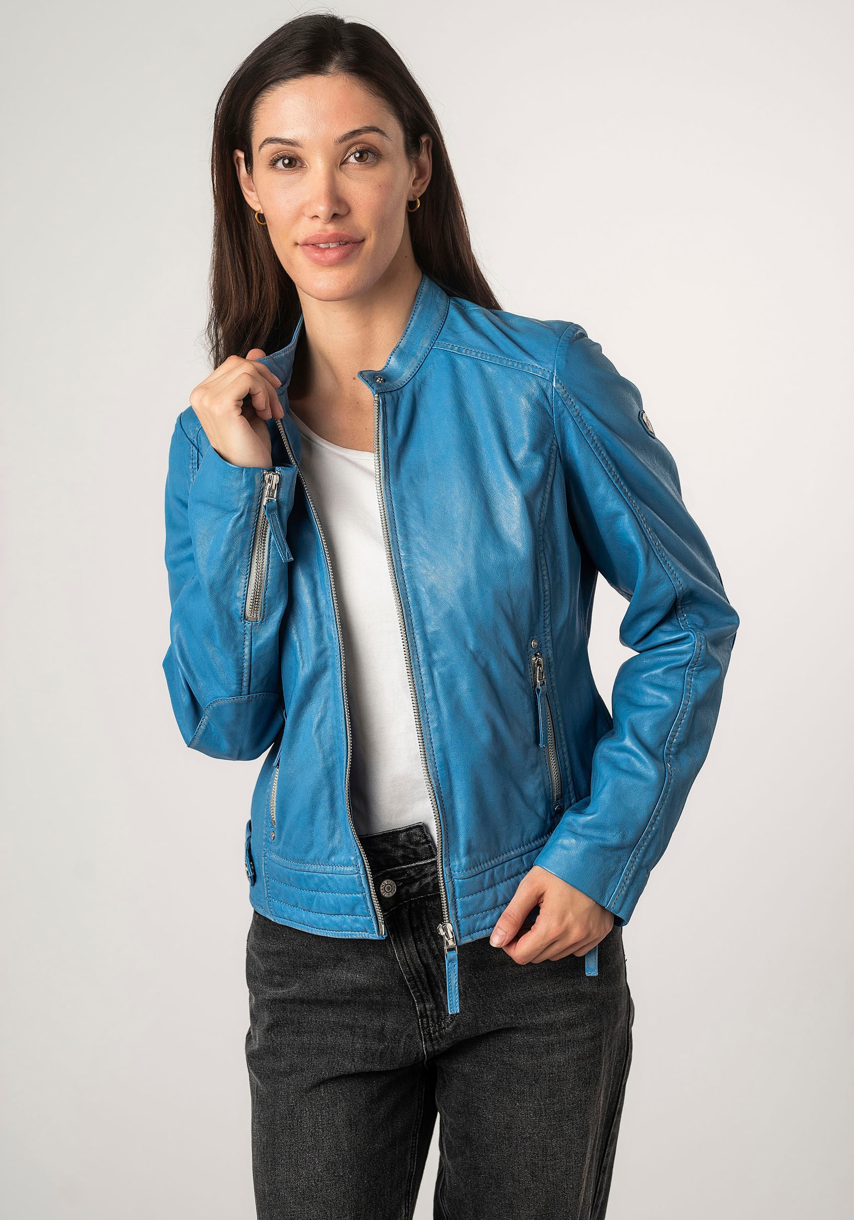 Mauritius Lederjacke »MWFilla«, mit kleinem Stehkragen