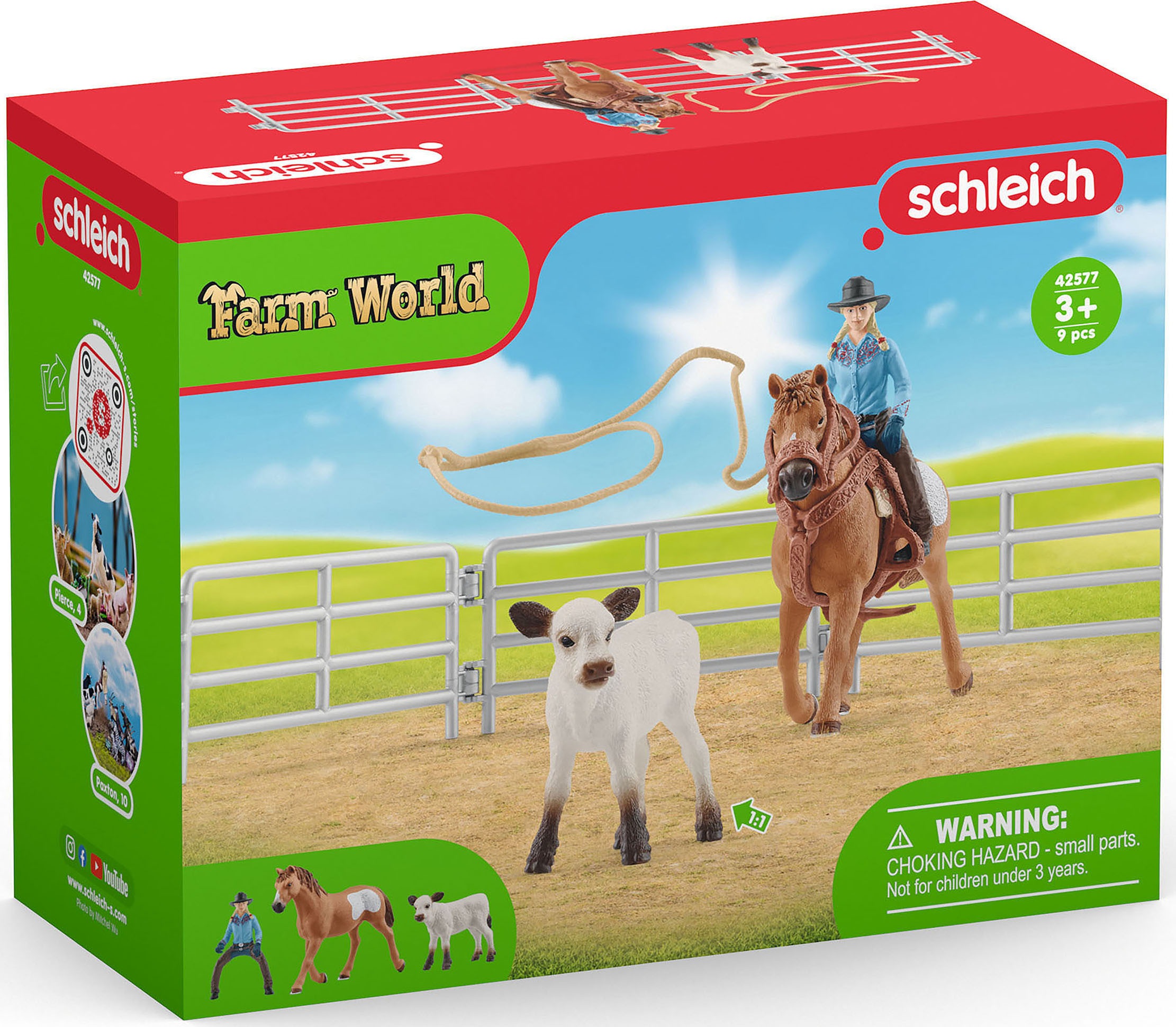 Schleich® Spielfigur »FARM WORLD, Team Roping mit Cowgirl (42577)«