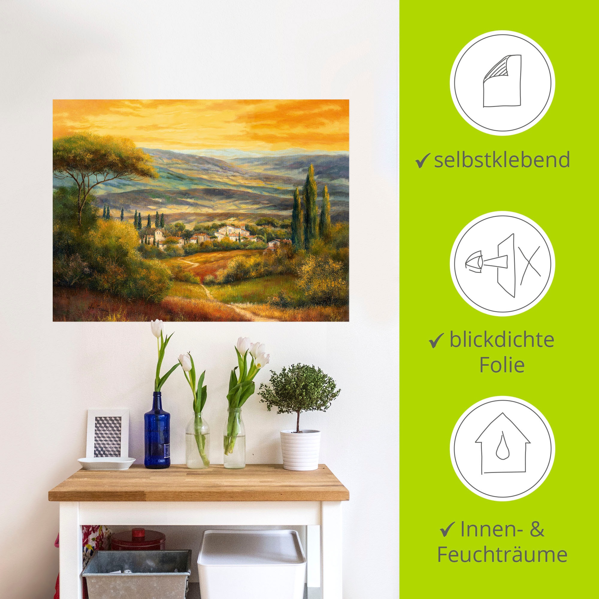Artland Wandbild »Toskanatal«, Europa, (1 St.), als Leinwandbild, Poster, Wandaufkleber in verschied. Größen