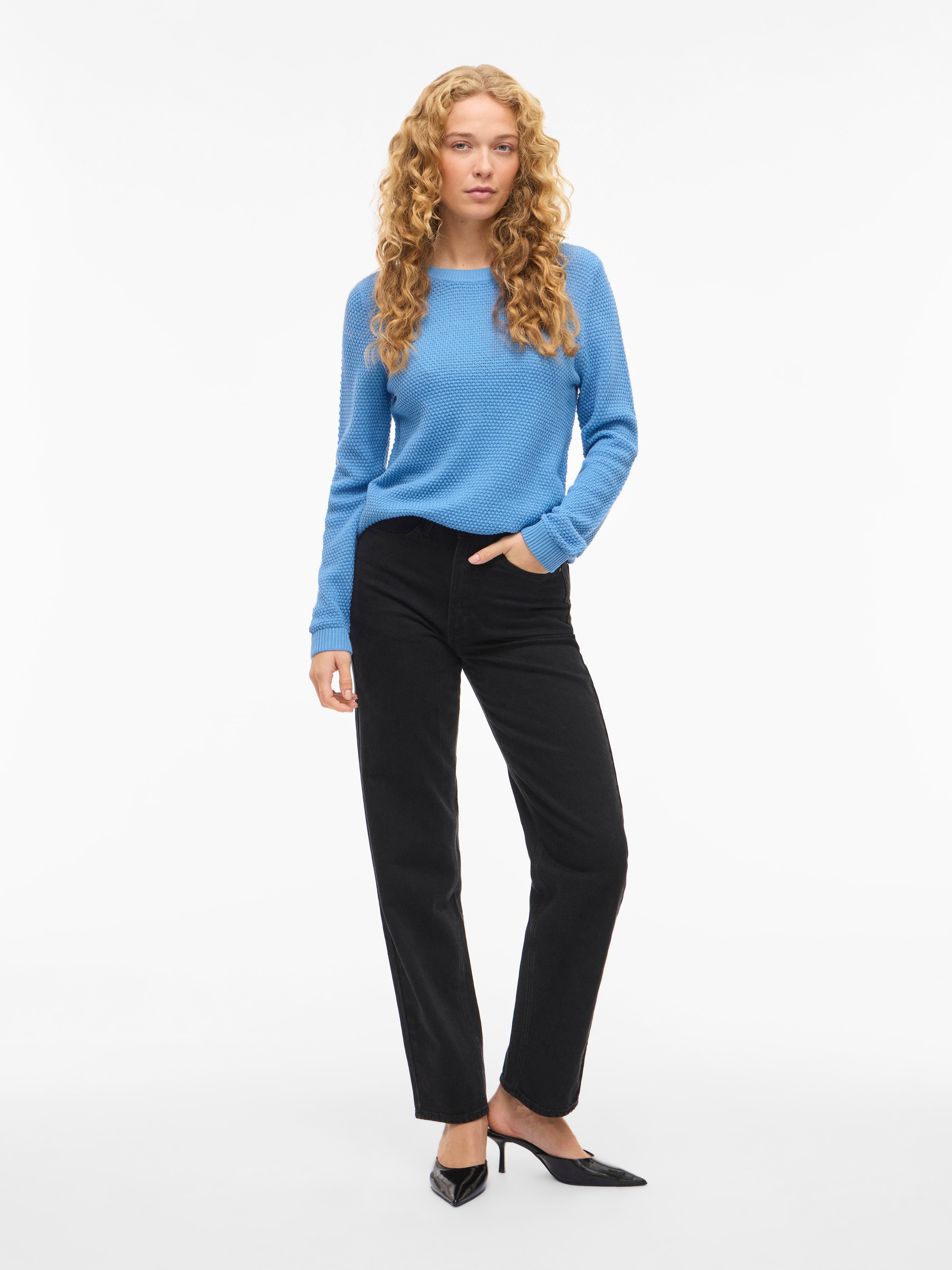 Vila Rundhalspullover »VIDALO O-NECK L/S KNIT TOP- NOOS« Baumwolle, regular fit