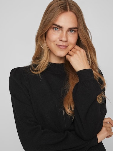 Vila Rundhalspullover »VIRIL TURTLE-NK BALLOON L/S TOP - NOOS« Materialmix, regular fit