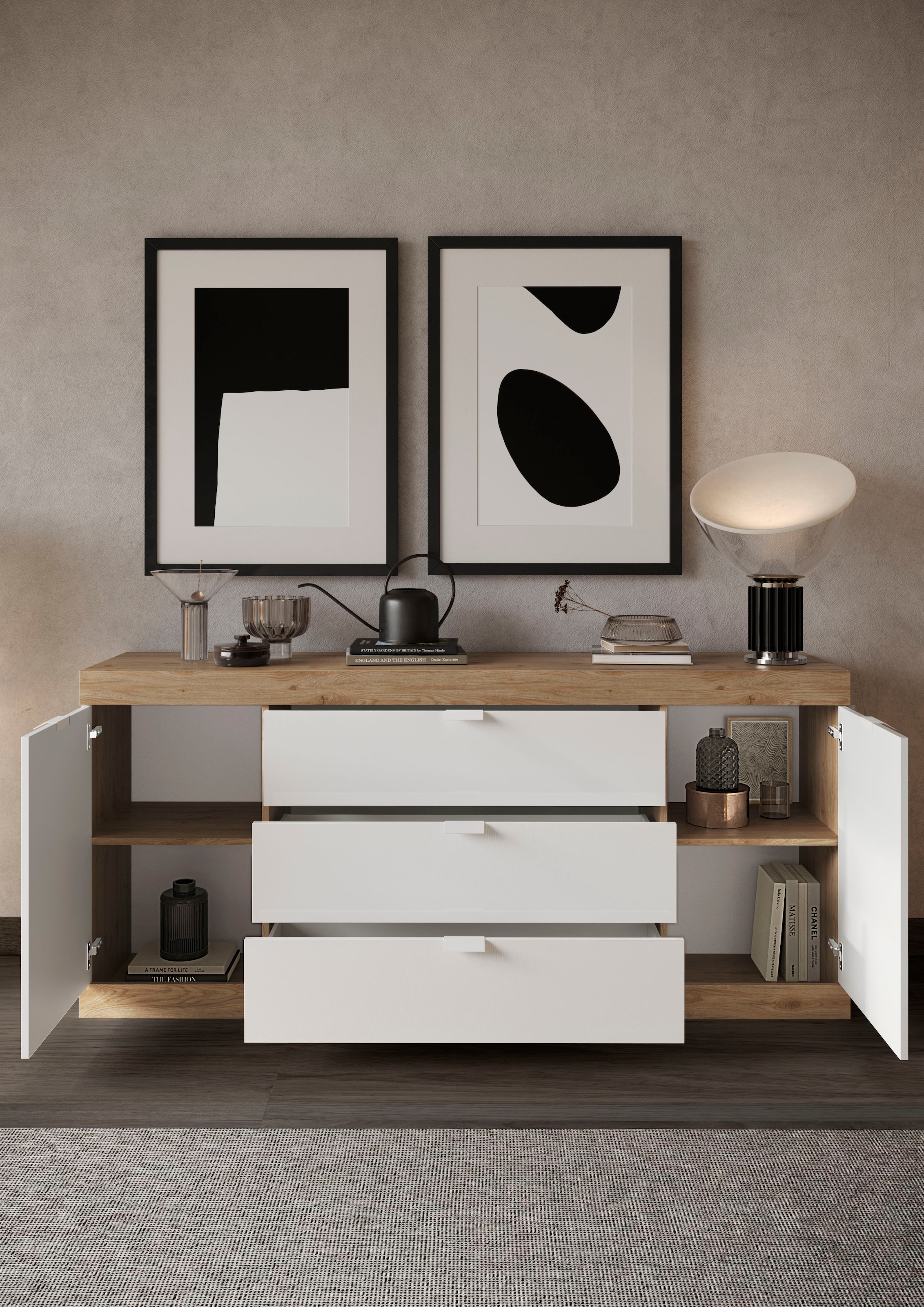 INOSIGN Sideboard »Slim«, Breite 181 cm, weiß Hochglanz Lack