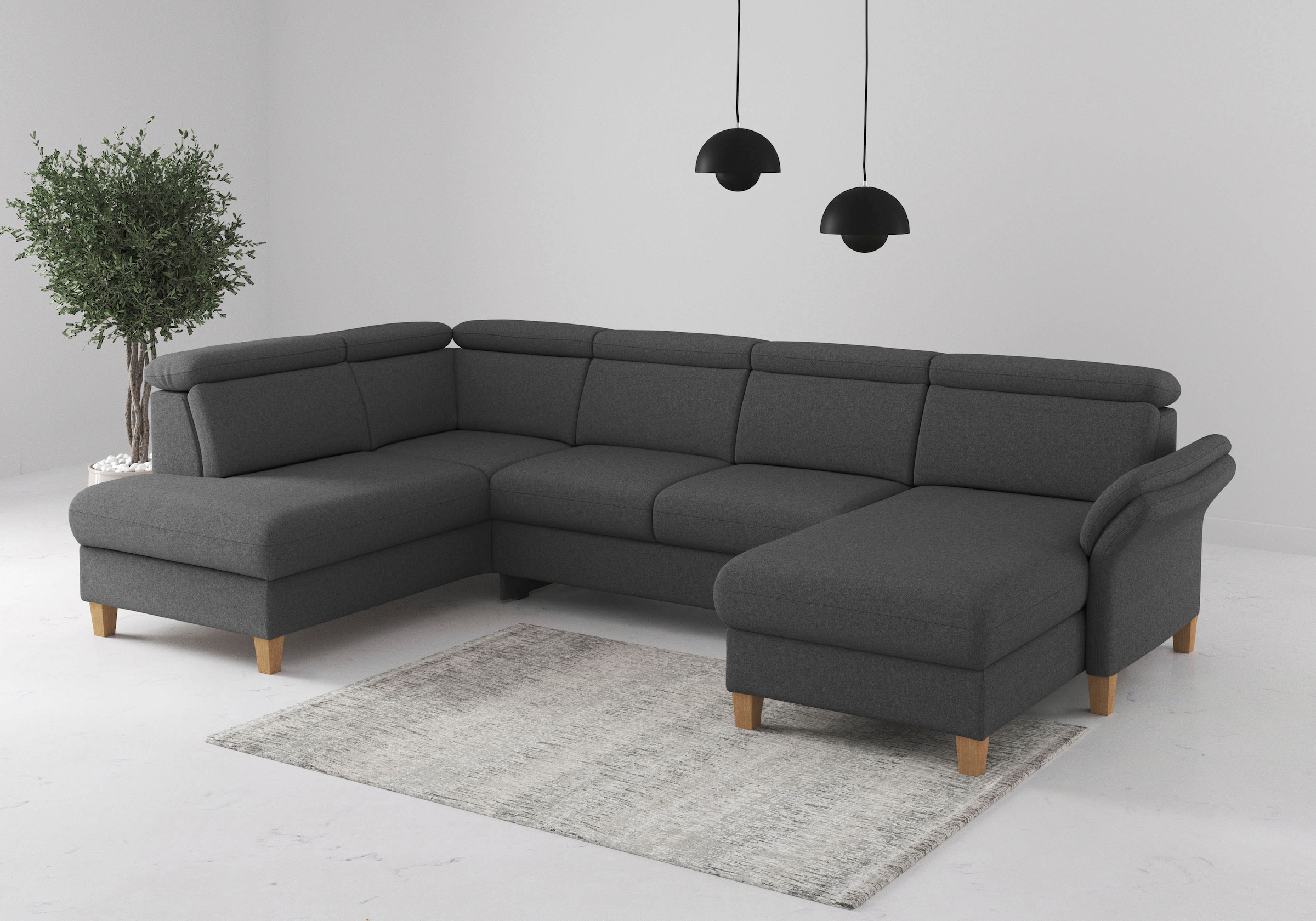 Home affaire Wohnlandschaft »Glendale, U-Form« inkl. Kopfteilverstellung, wahlweise mit Vorziehsitz und Bettkasten