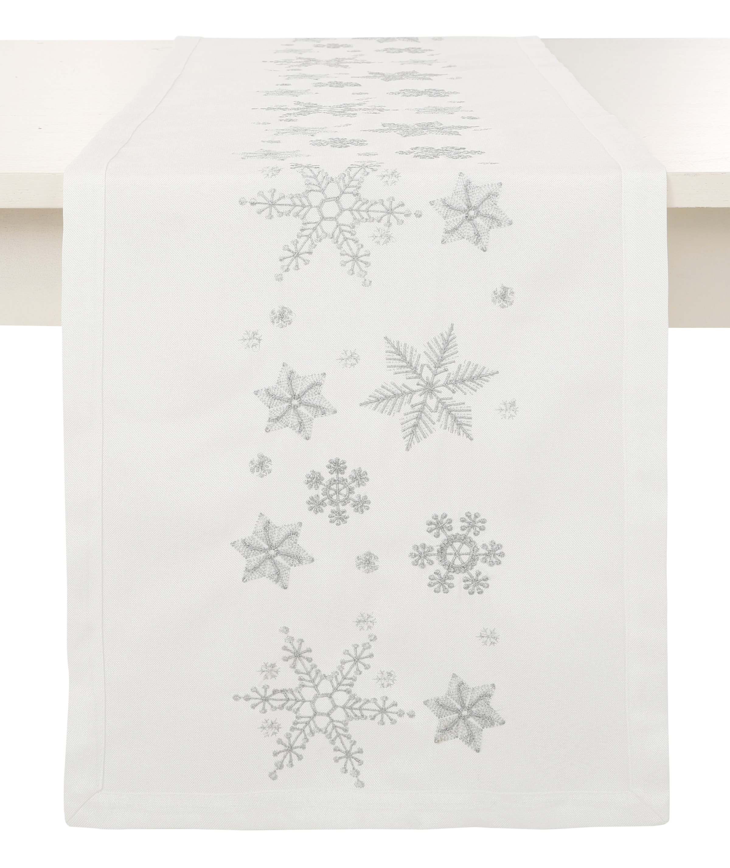 Weihnachtsdeko«, Mitteldecke mit Dreams Stickerei aufwendiger »Schneeflocke,