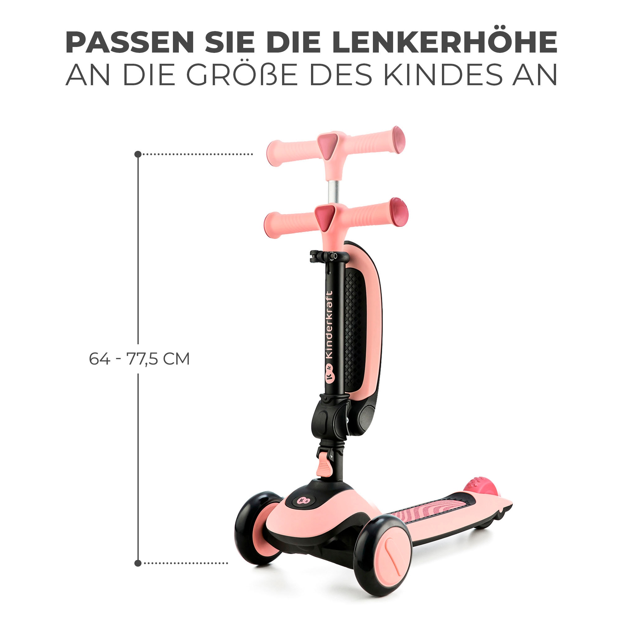 Kinderkraft Tretroller »HALLEY«, für Kinder; mit Bremse und leuchtenden Vorderrädern