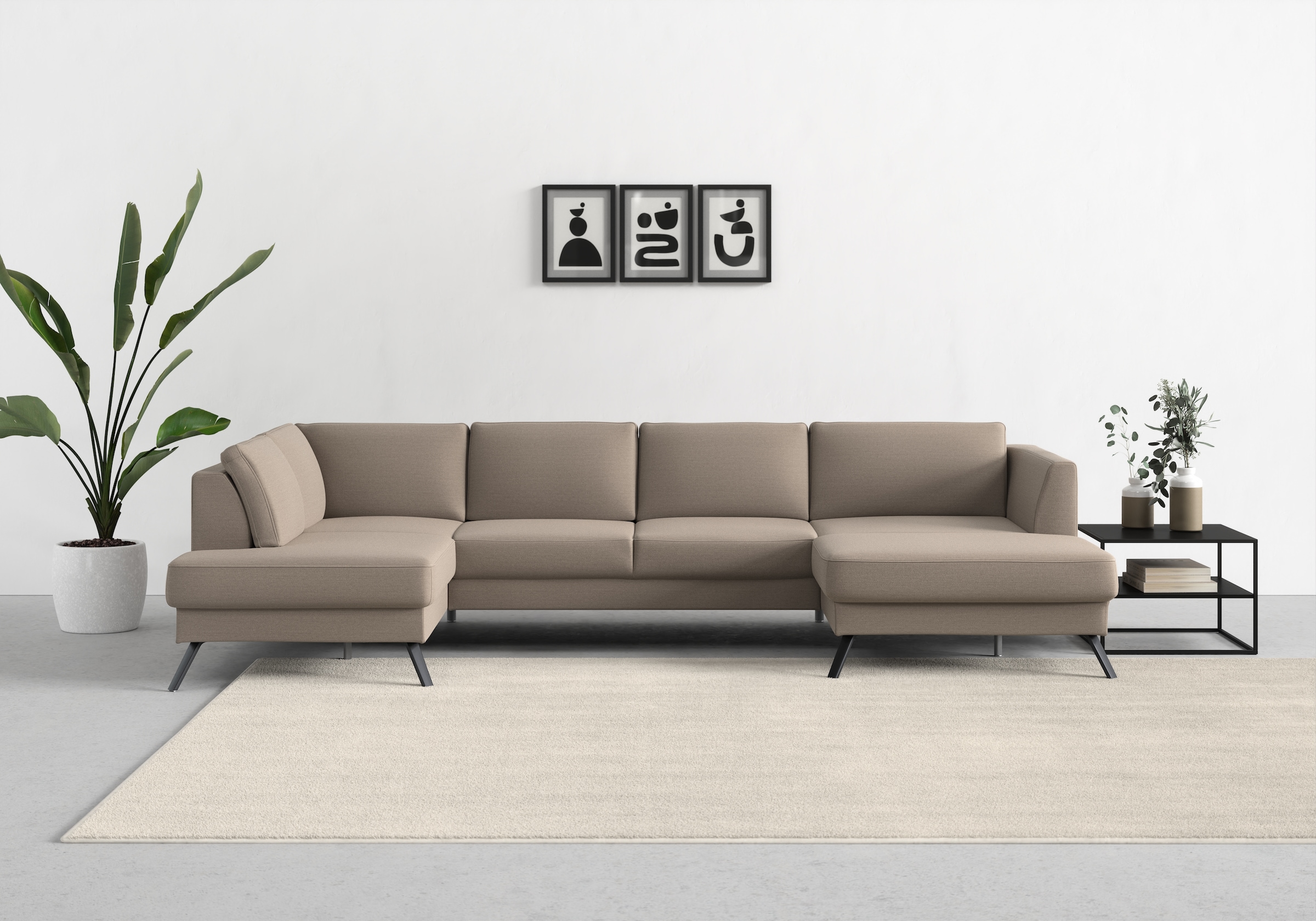 sit&more Wohnlandschaft »Lindholm U-Form«, mit Sitztiefenverstellung und Federkern