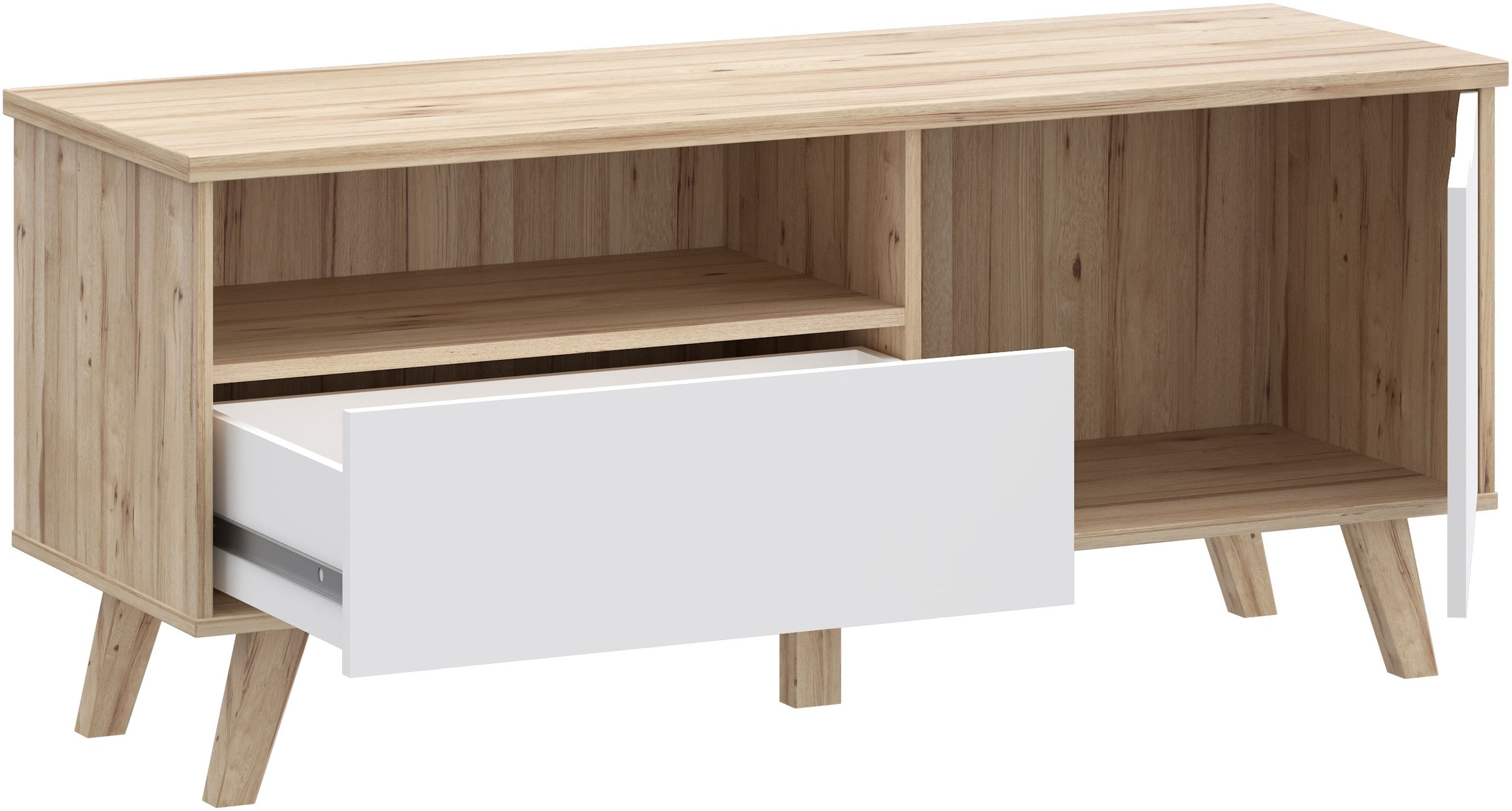 FORTE Lowboard »Vankka TV-Bank, TV-Board«, (B/H/T 124,4/54,3/41,7 cm), TV-Teil, ca. 125 cm breit, viel Stauraum, Echtholzbeine