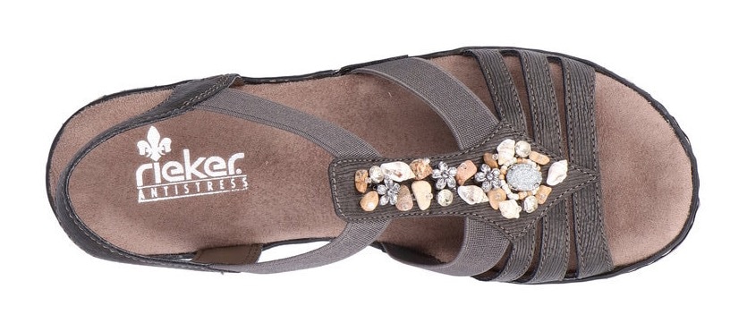 Rieker Riemchensandale, Sommerschuh, Sandalette, Keilabsatz, mit Schmucksteinen besetzt
