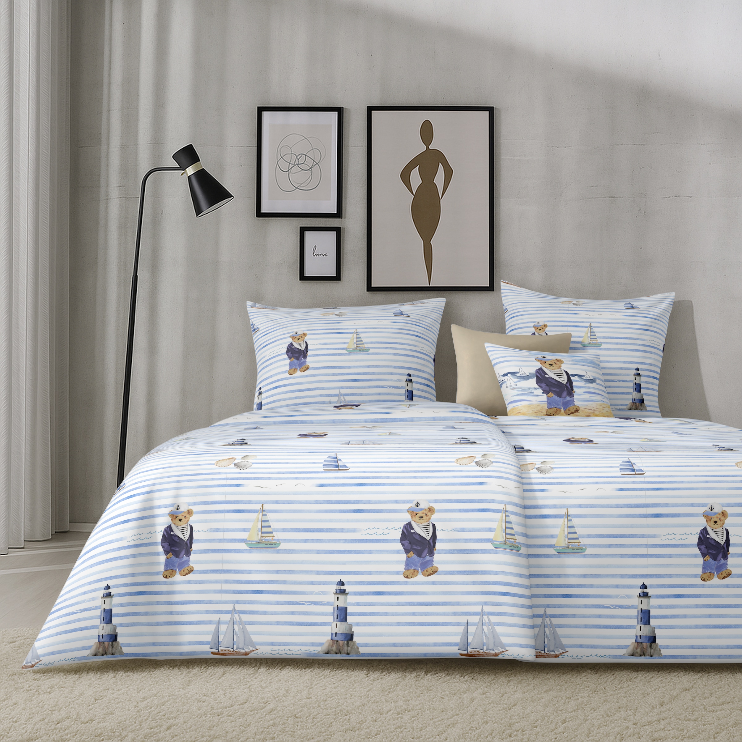 APELT Bettwäsche »Knut GOTS« 2 tlg. Bettwäsche-Set mit Reißverschluss, Baumwoll-Satin, Digitaldruck