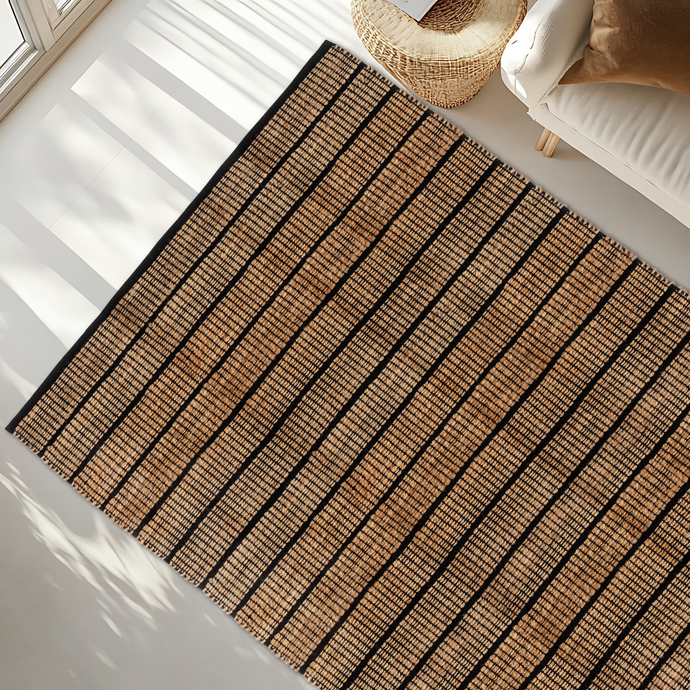 SCHÖNER WOHNEN-Kollektion Teppich »Nalaya« rechteckig 10 mm Höhe Jute/Baumwolle, rustikale Haptik, Streifenoptik, Wohnzimmer